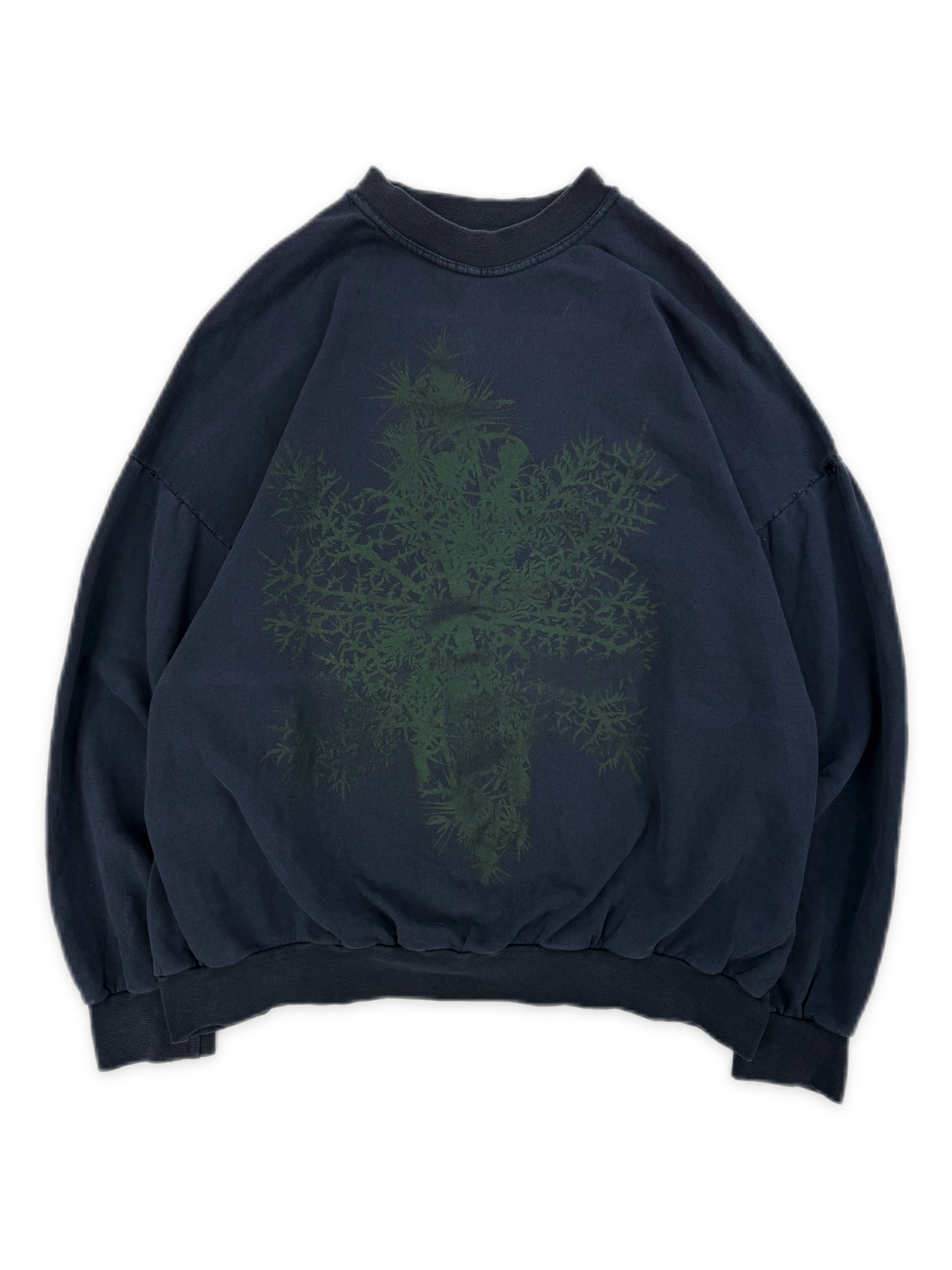 AW02 Raf Simons ‘Thorns’ Virginia Creeper Raglan Navy Blue Crewneck