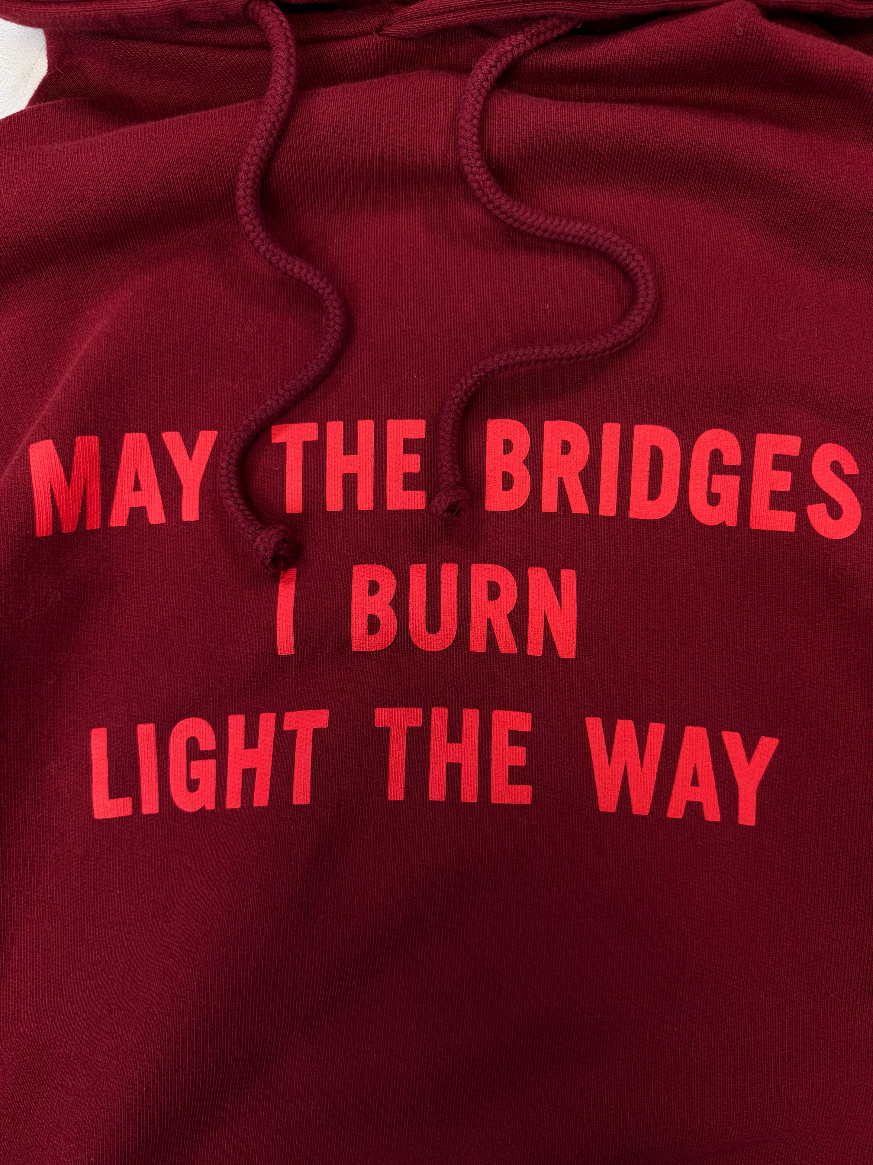 AW17 Vetements Homme ‘Bridges I Burn’ Burgundy Slogan Hoodie