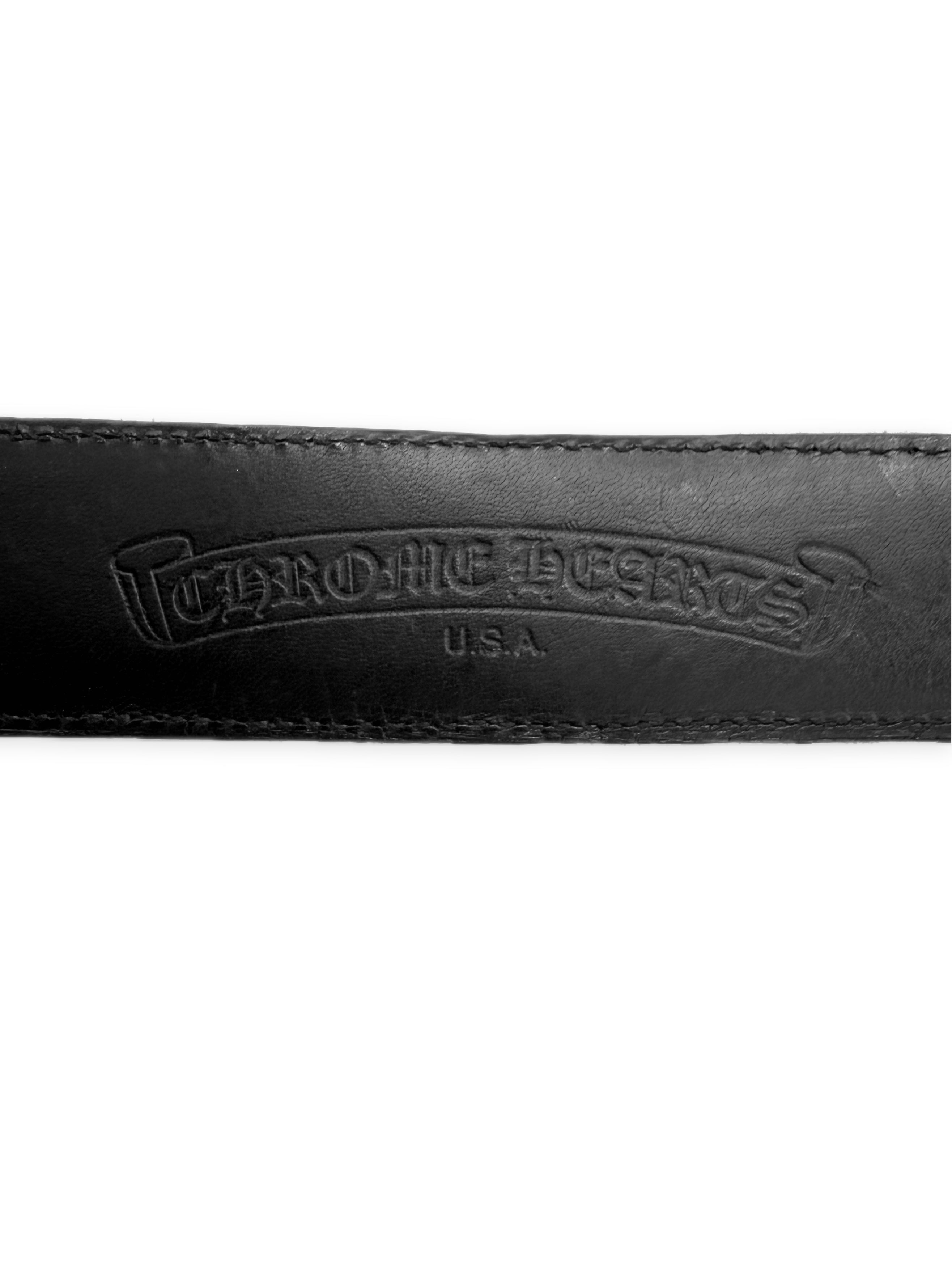 Chrome Hearts Black Leather .925 Silver Belt Strap
