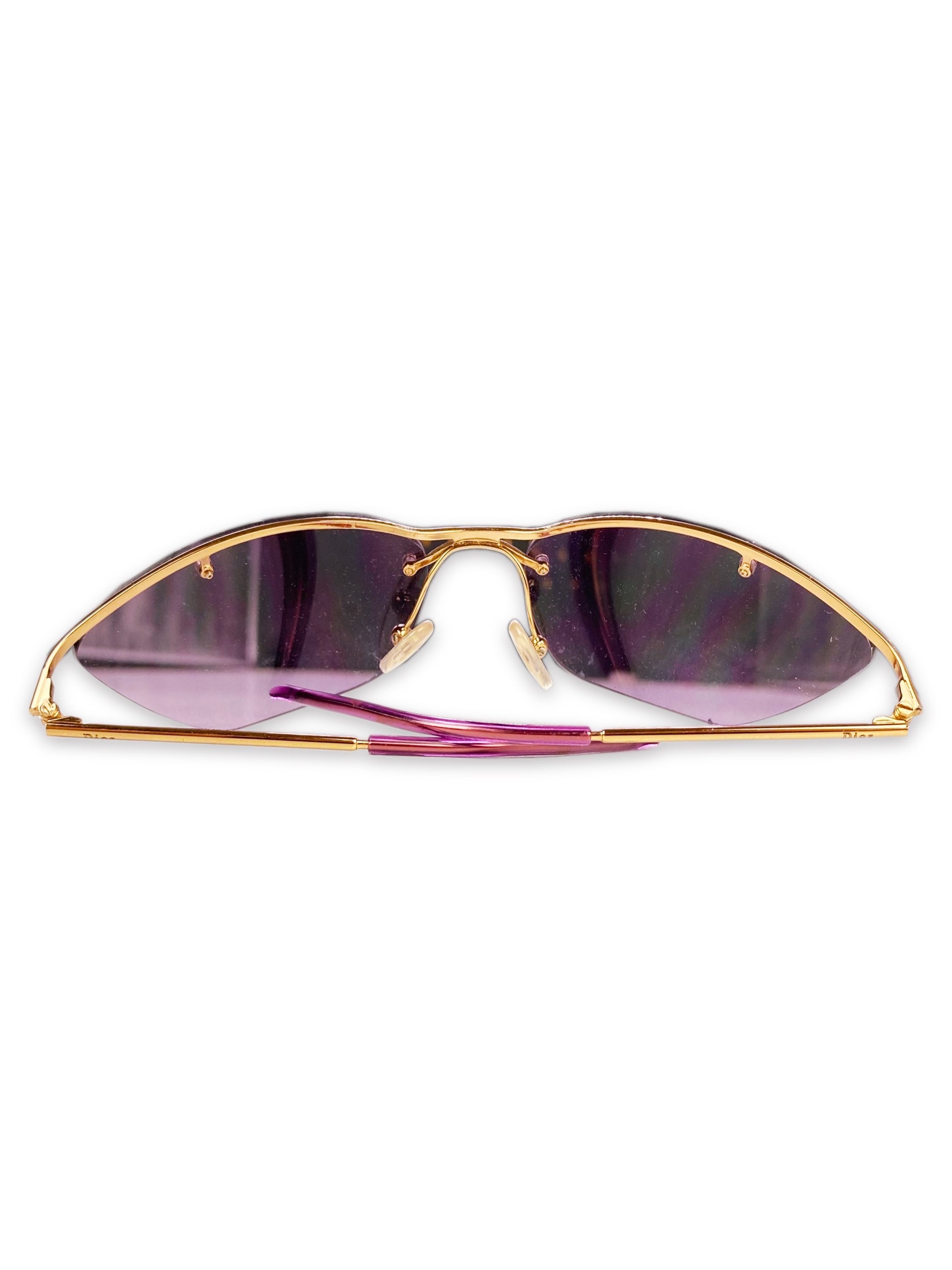 00s Dior Violet Tint Skinny Frame Rimless Sunglasses