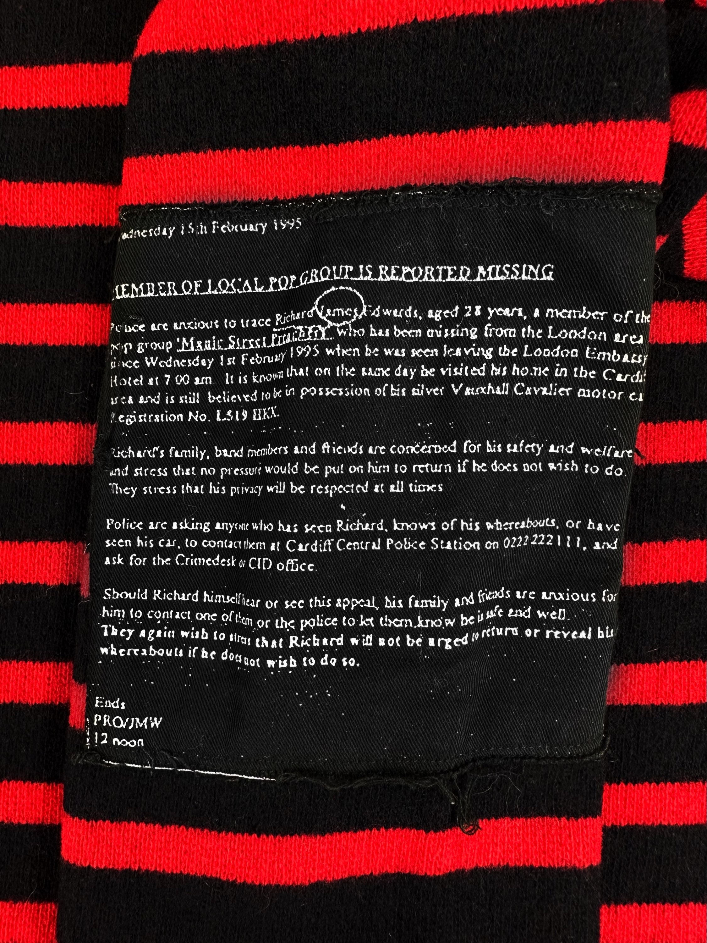 AW01 Raf Simons ‘Riot, Riot, Riot’ Patch Striped Turtleneck Sweater