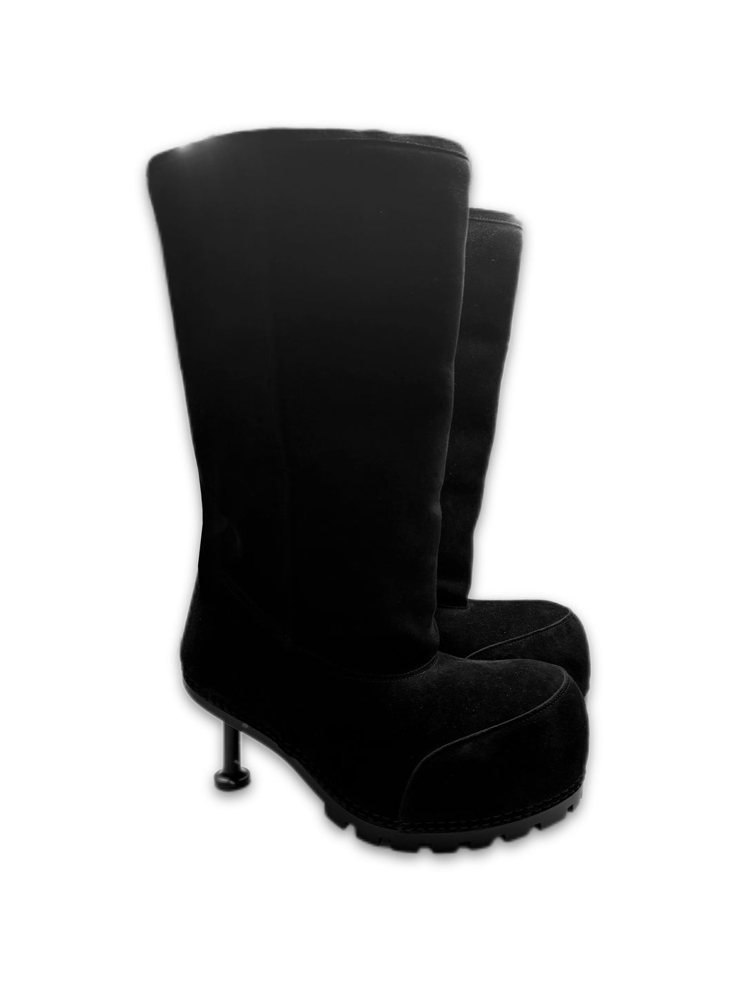 AW24 Balenciaga Suede Alaska Heeled Blacked Hi-top Boots