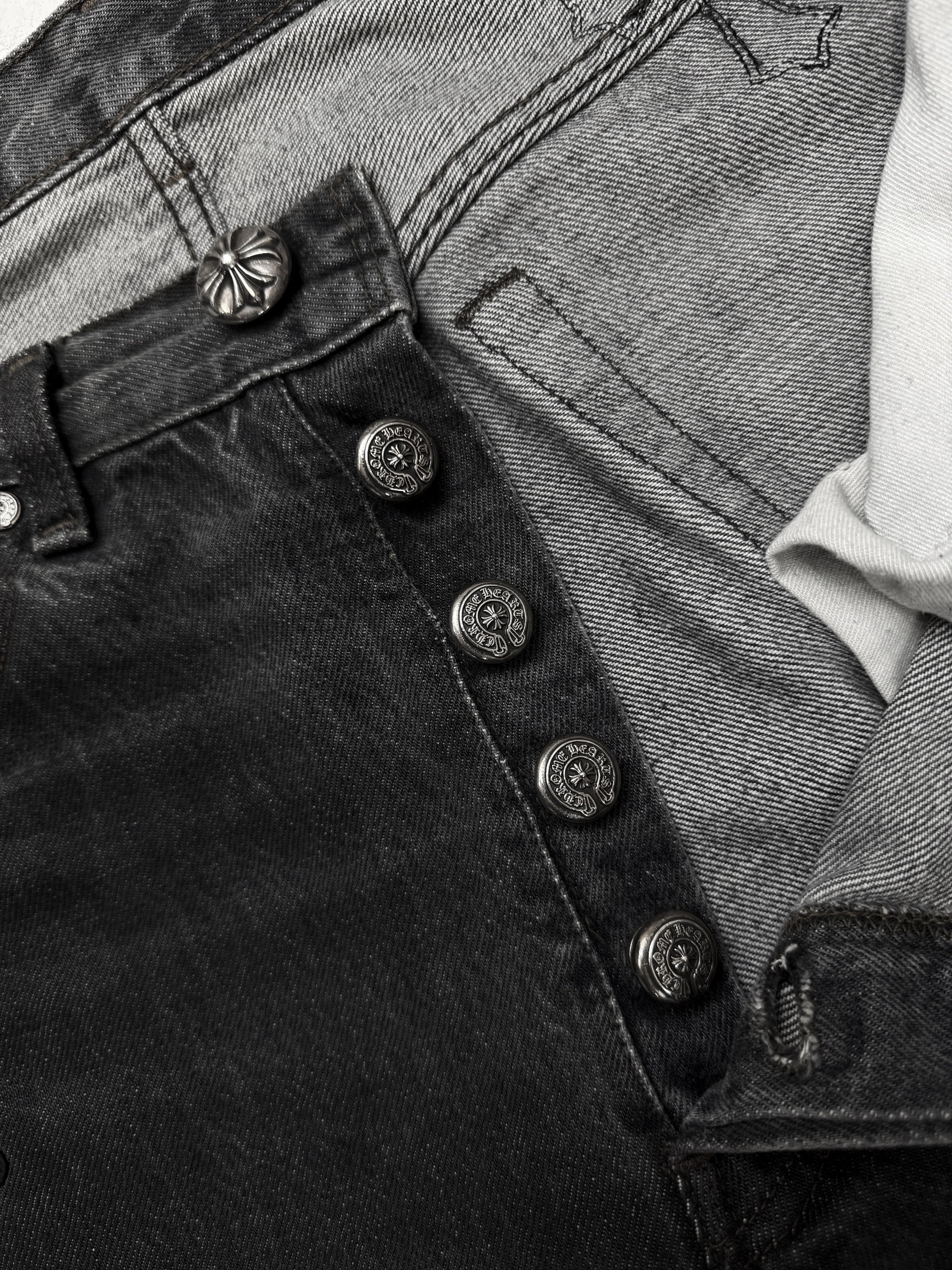 Chrome Hearts Levi’s 501 26 Cross Patch Leather Black Denim