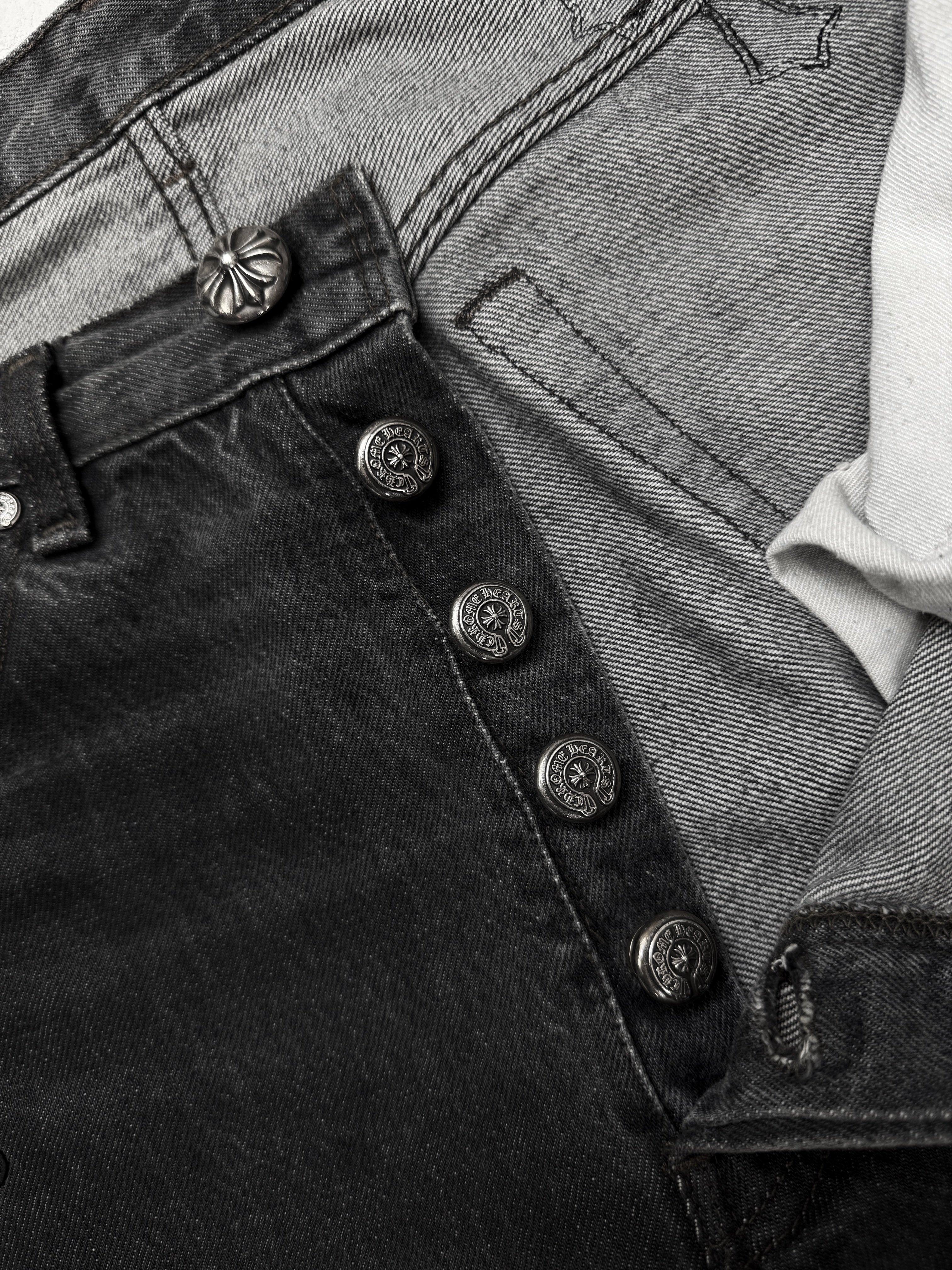 Chrome Hearts Levi’s 501 26 Cross Patch Leather Black Denim