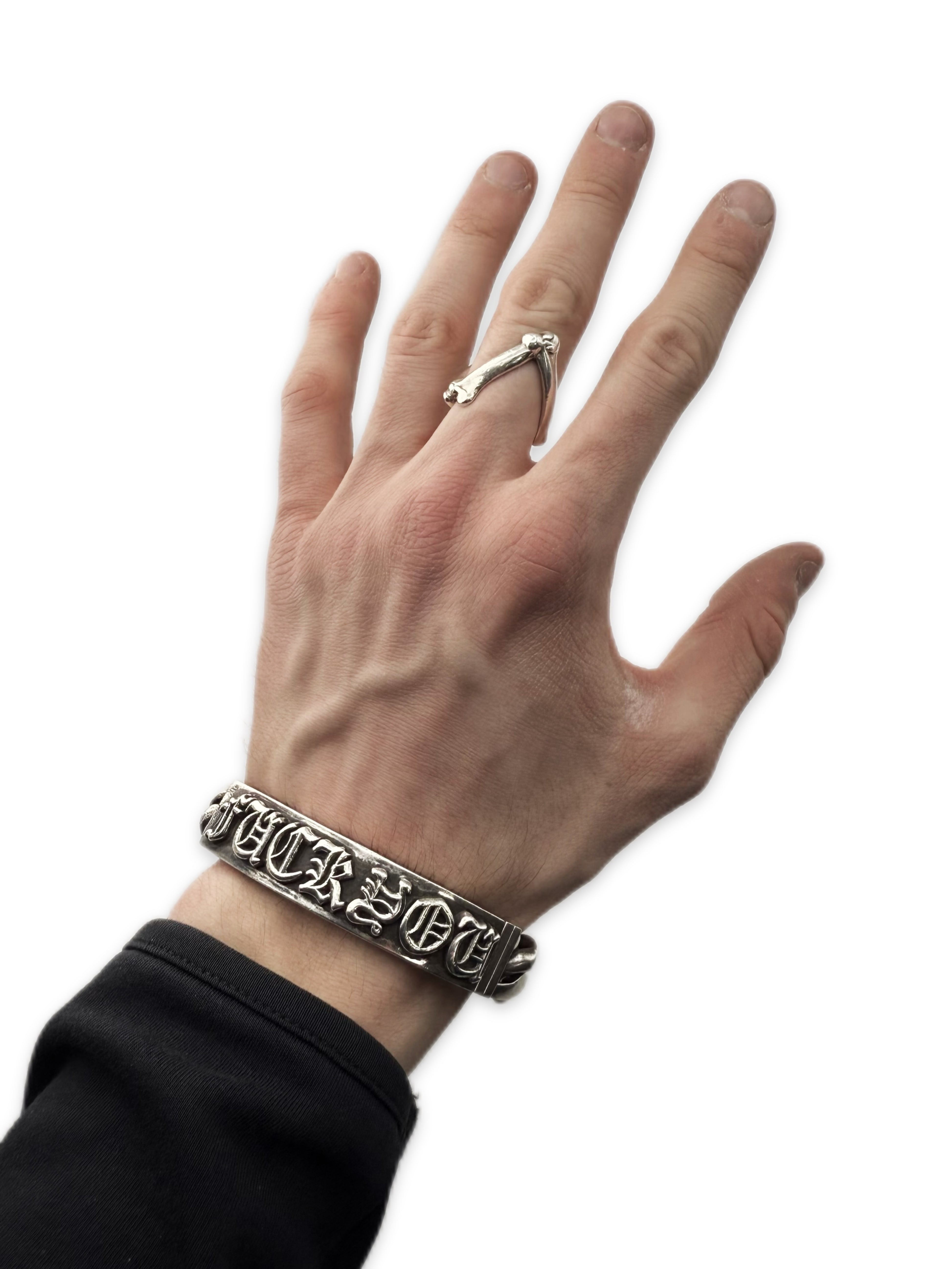 Chrome Hearts ‘Fuck You’ .925 Silver Cuban Link ID Bracelet