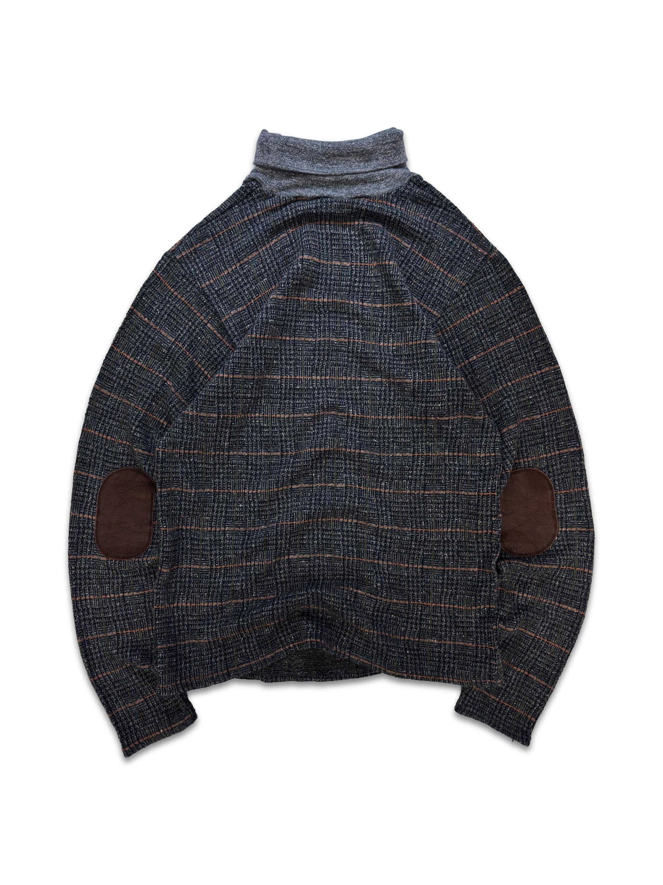 Kapital ‘Elbow Patch’ Leather Knitted Turtleneck Sweater