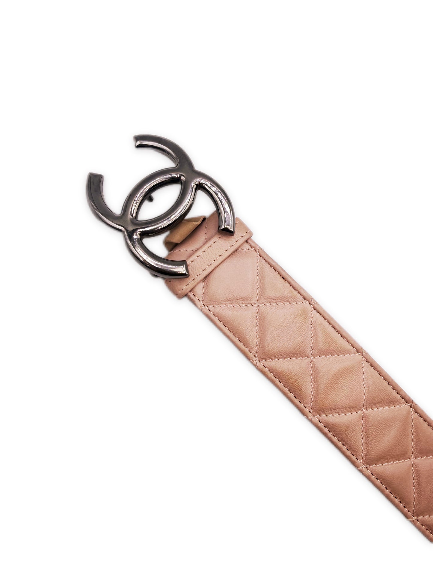 Chanel Double CC Nude Pink Quilted Lambskin Leather Caviar Belt