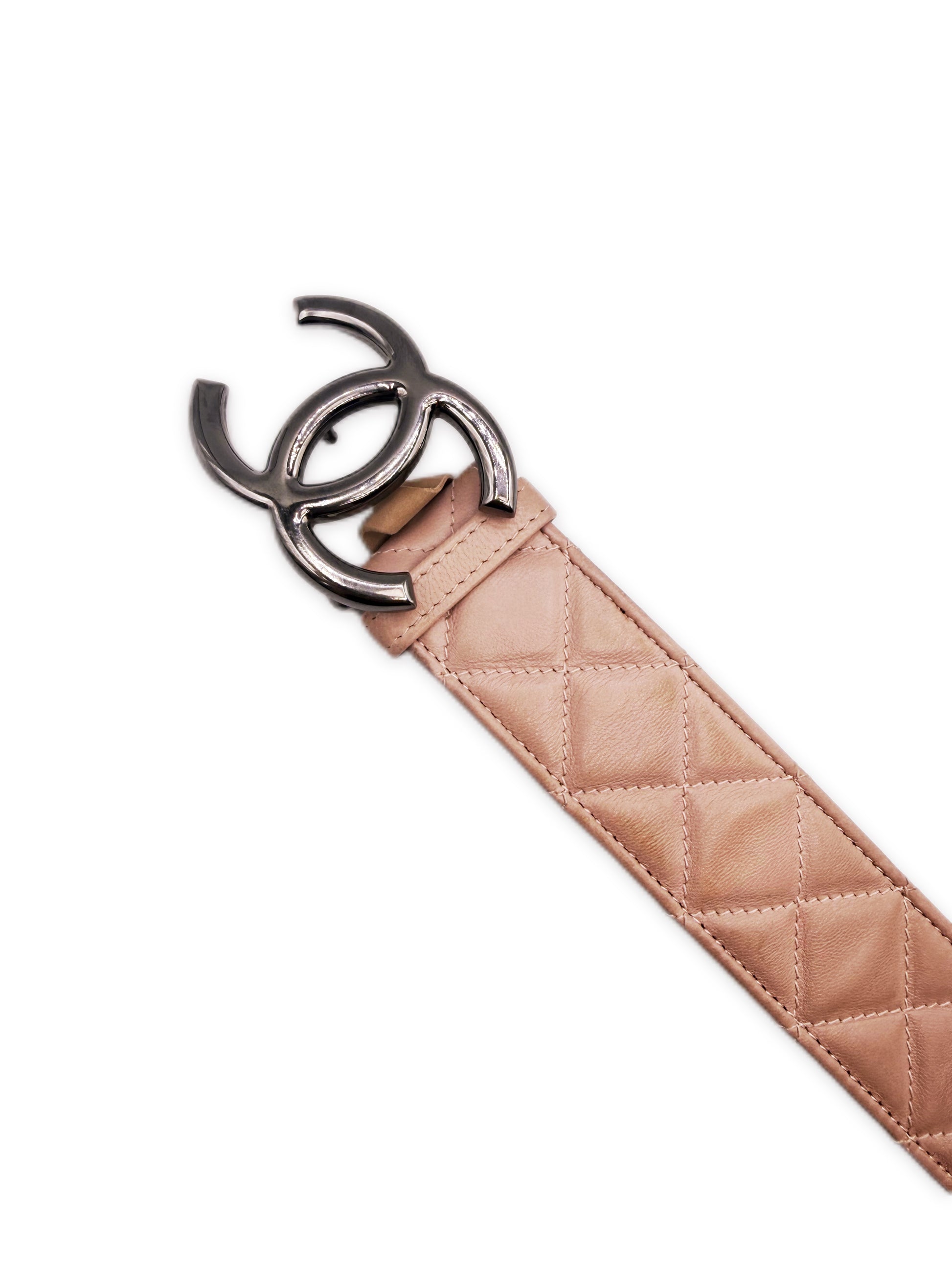 Chanel Double CC Nude Pink Quilted Lambskin Leather Caviar Belt