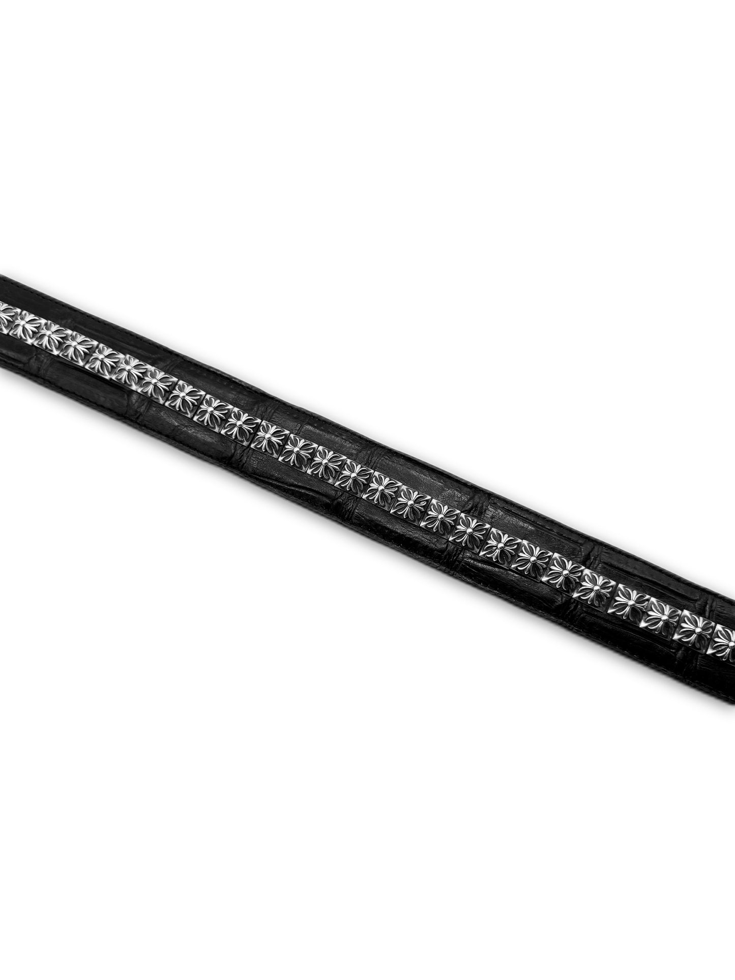 Chrome Hearts Alligator Leather Pyramid Stud .925 Silver Black Roller Belt