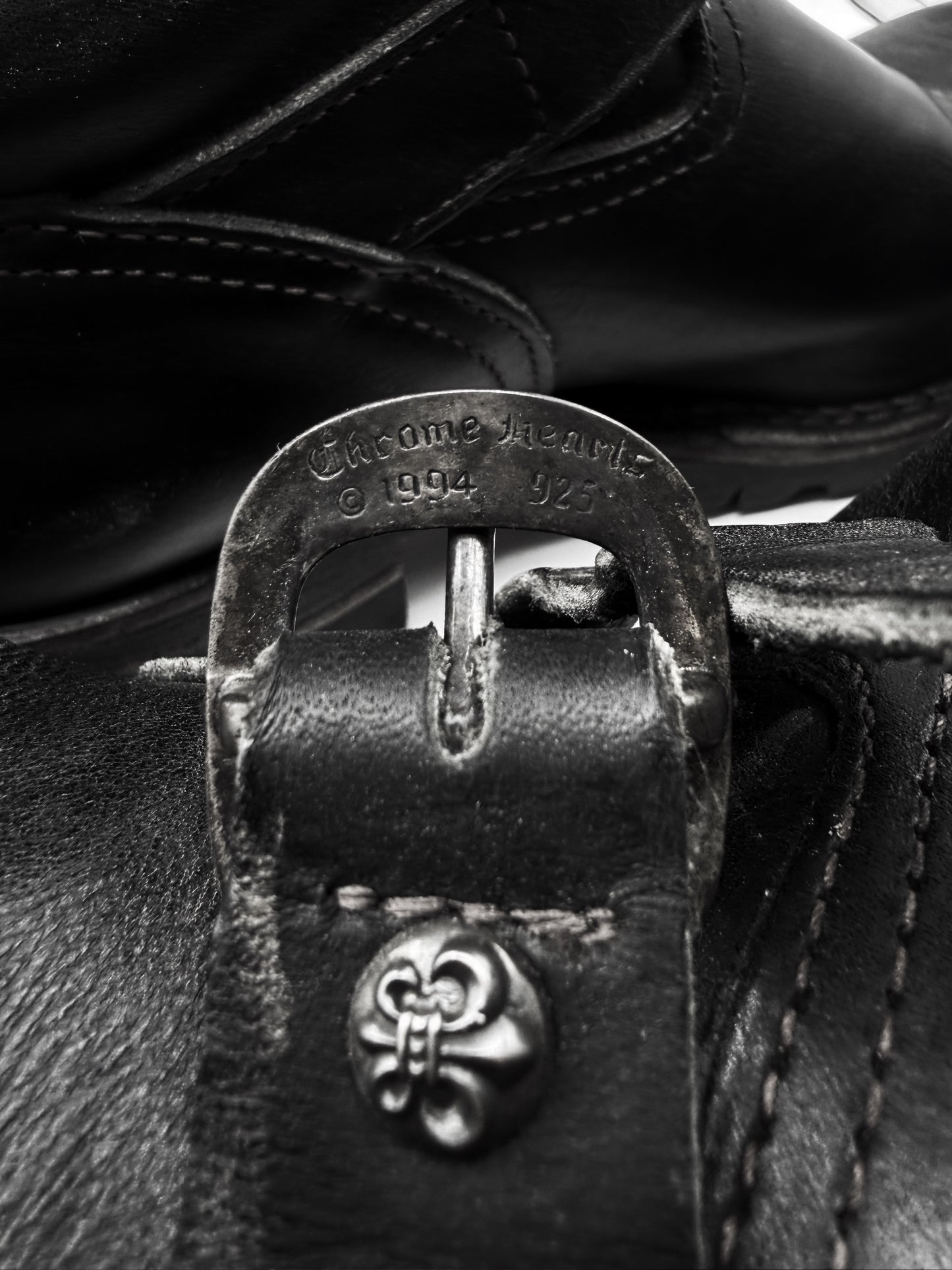 Chrome Hearts x Wesco Engineer Gunslinger Dagger Pendant Black Leather Boots