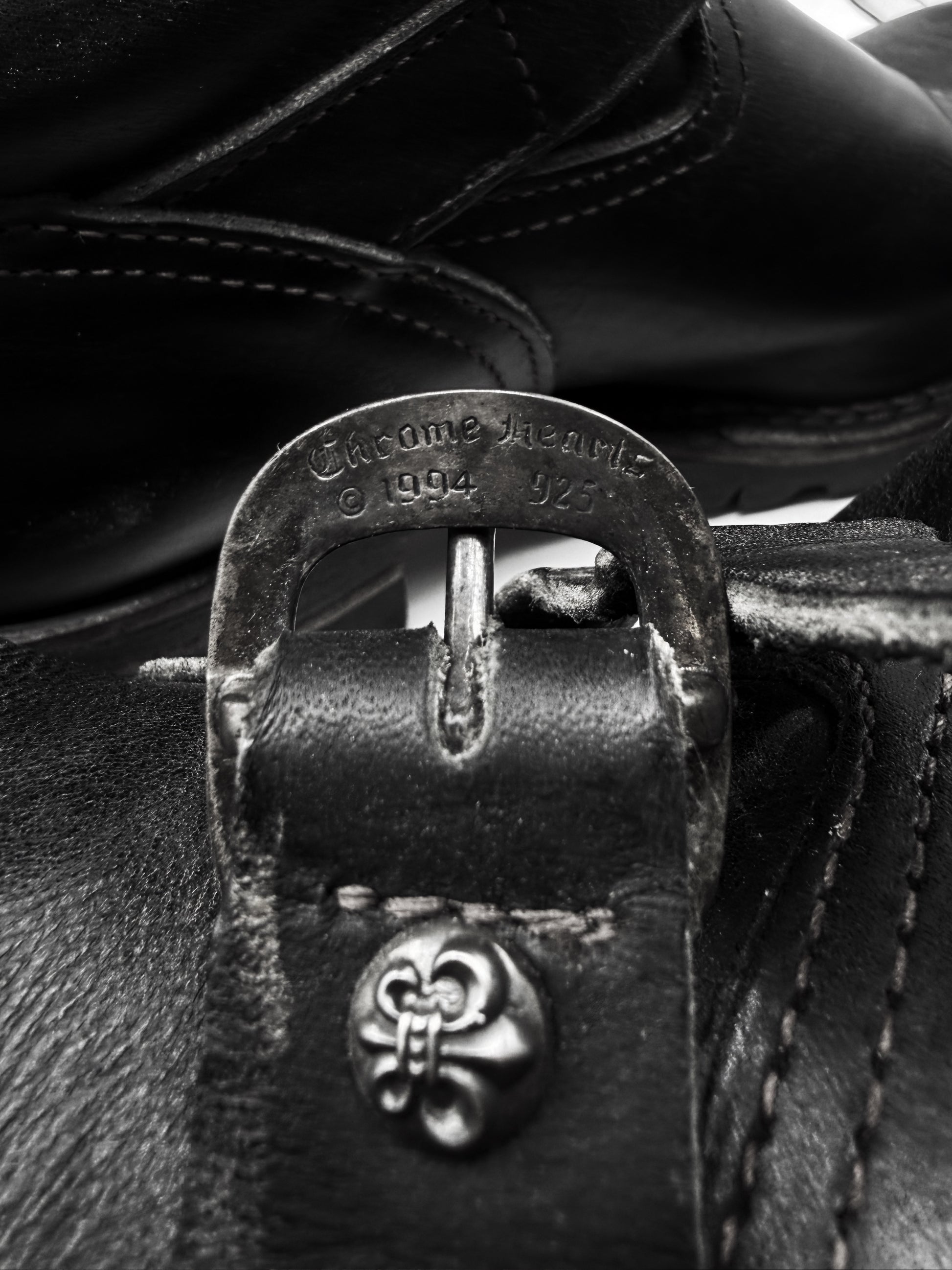 Chrome Hearts x Wesco Engineer Gunslinger Dagger Pendant Black Leather Boots