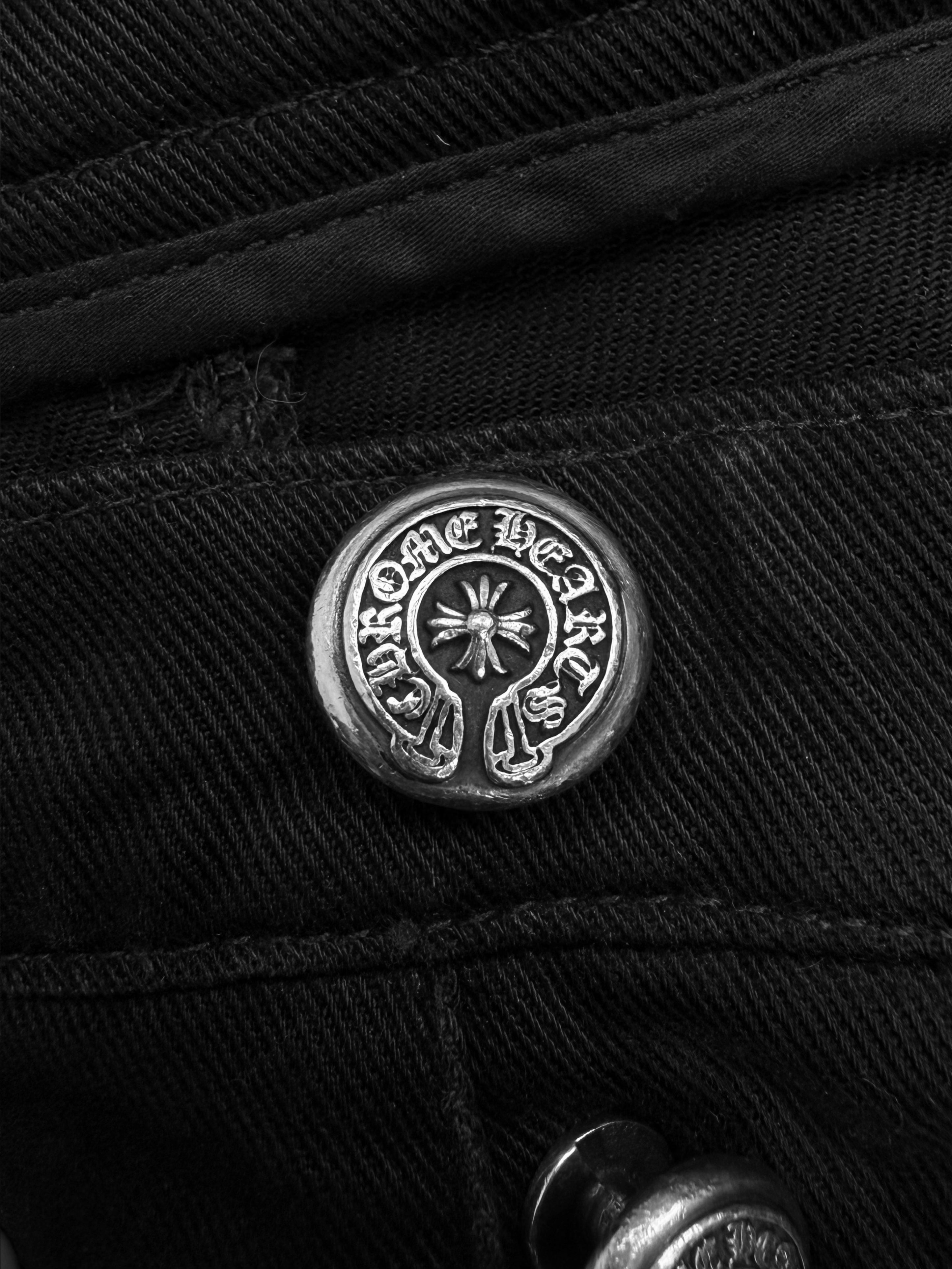 Chrome Hearts 22 Star Patch Fleur Knee Black Denim Jeans