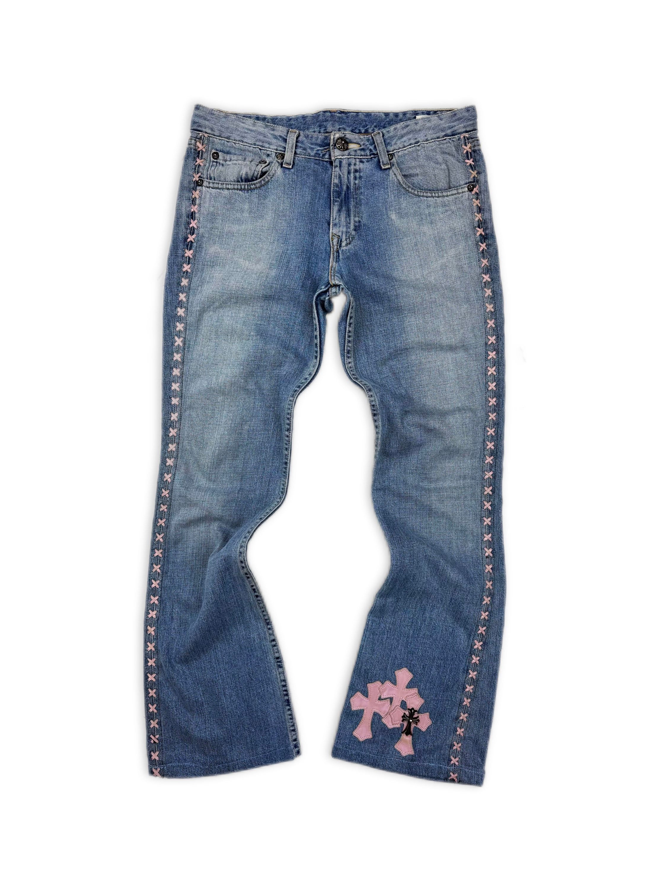 Chrome Hearts x Levi’s Triple Pink Patch Silver Cross Flared Jeans