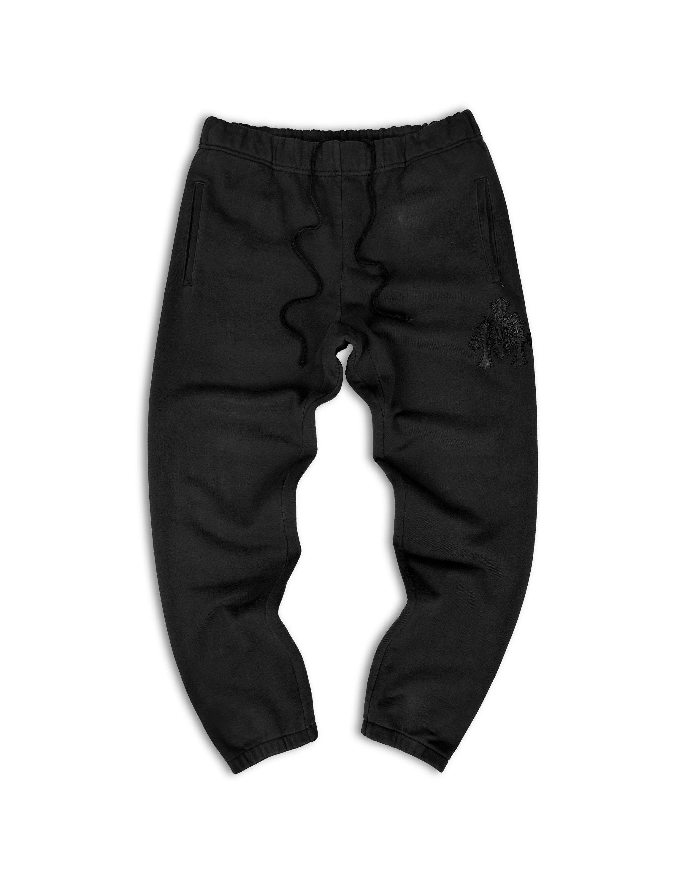 Chrome Hearts ‘Paper Jam’ Triple Cross Leather Sweat Pants