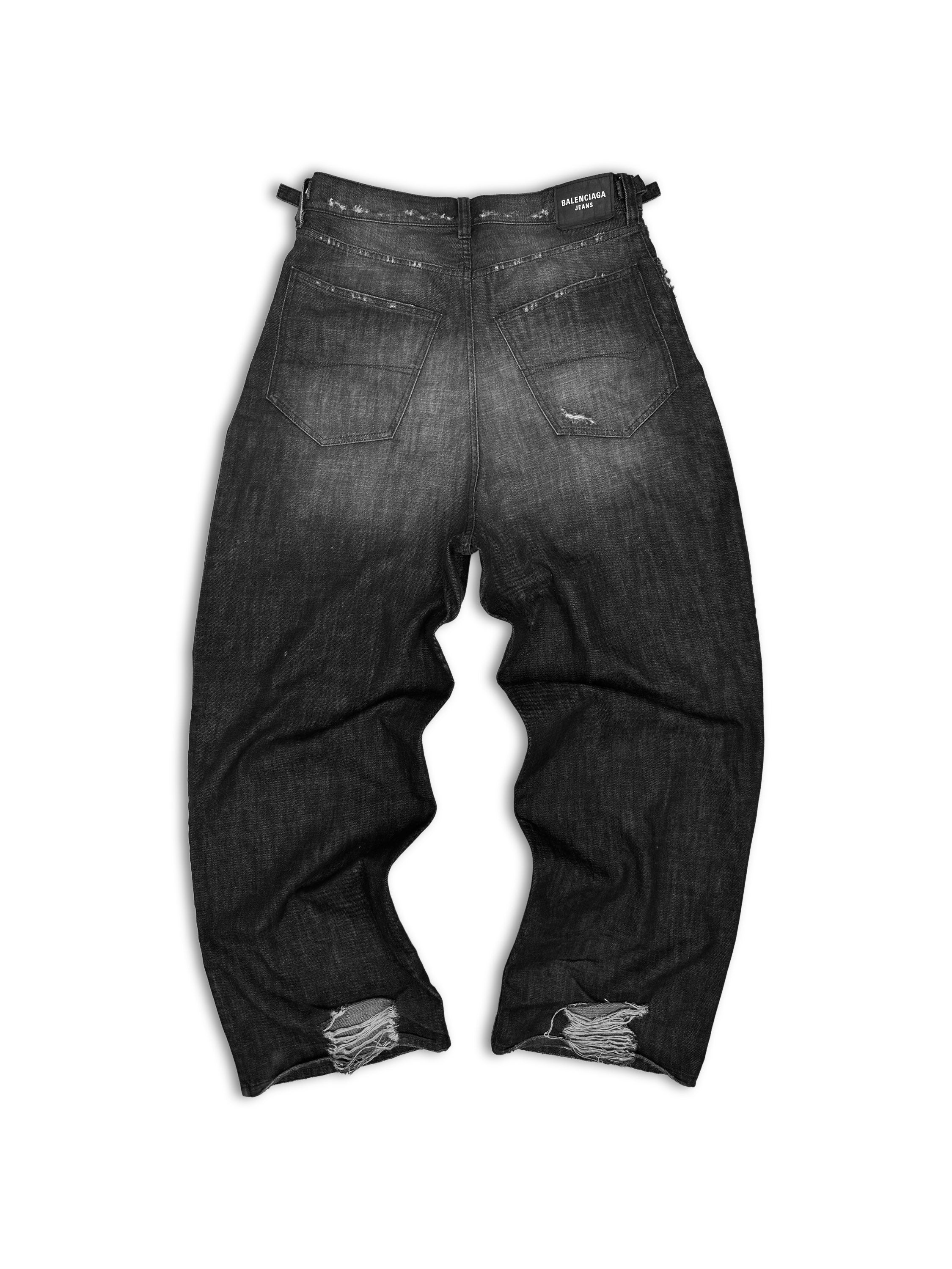 AW21 Balenciaga ‘Skater’ Wide Cut Distressed Washed Denim