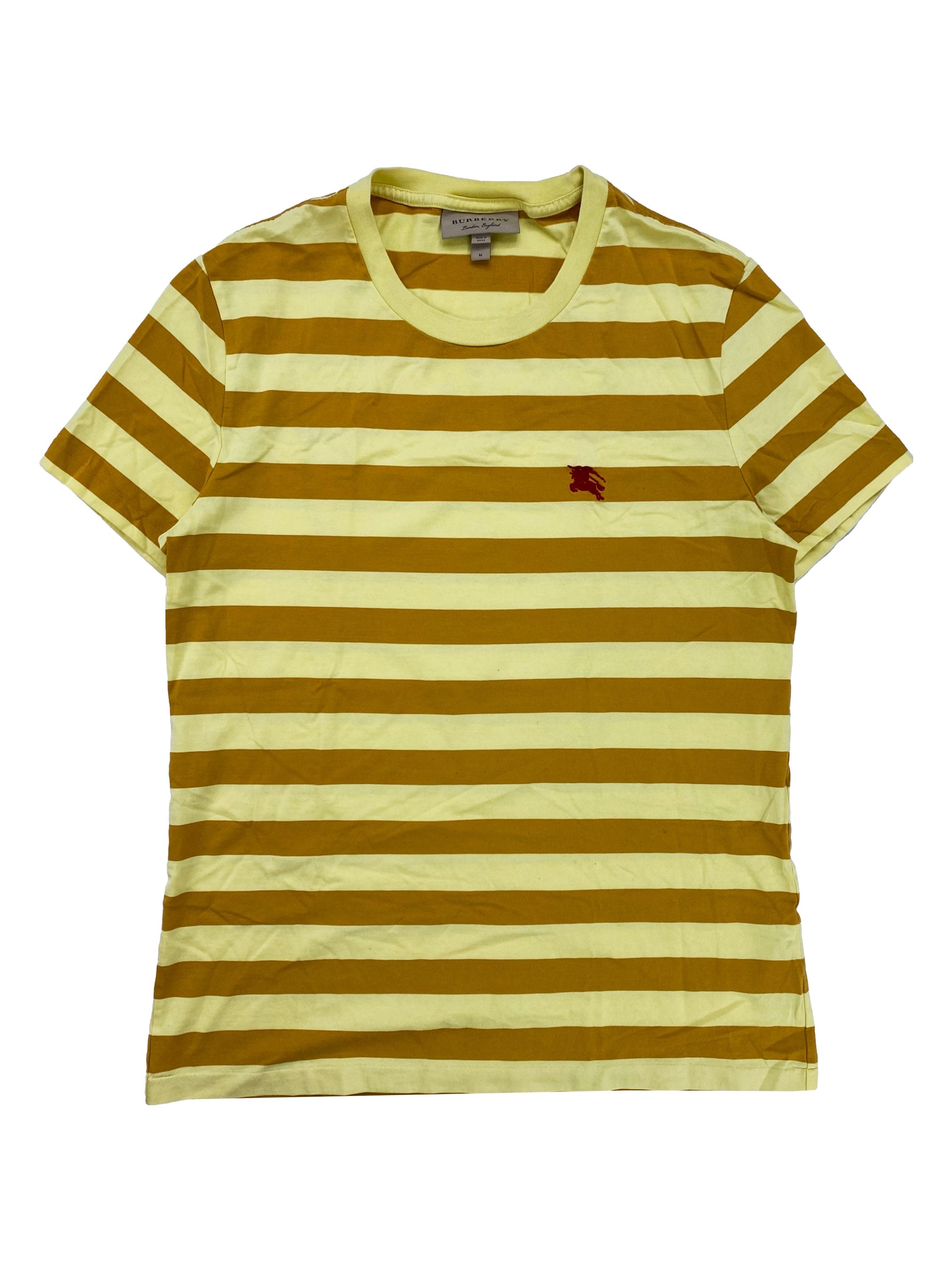 Burberry London Striped Embroidered Motif T-Shirt