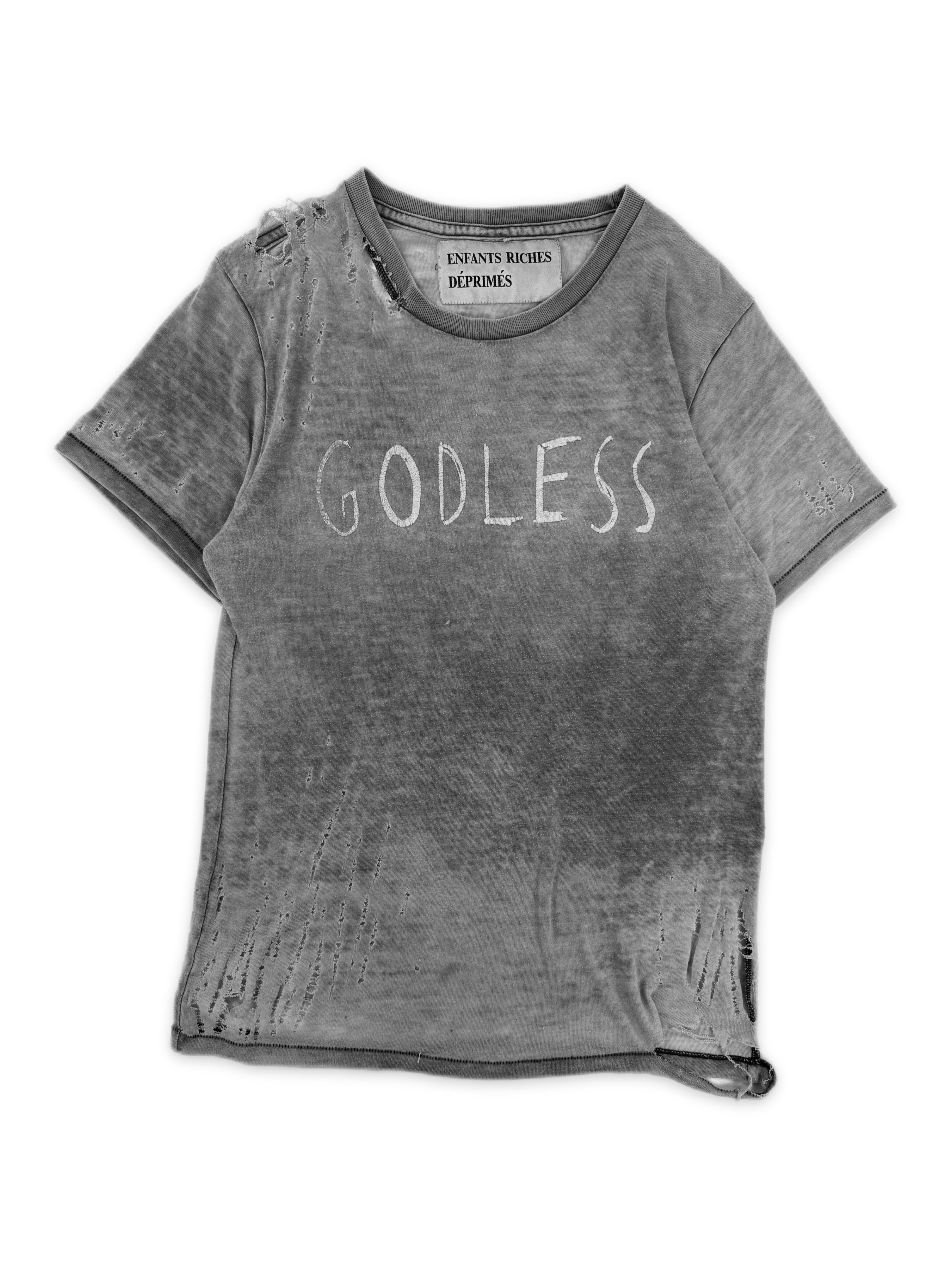SS15 Enfants Riches Deprimes ‘Godless’ Distressed Grey T-Shirt