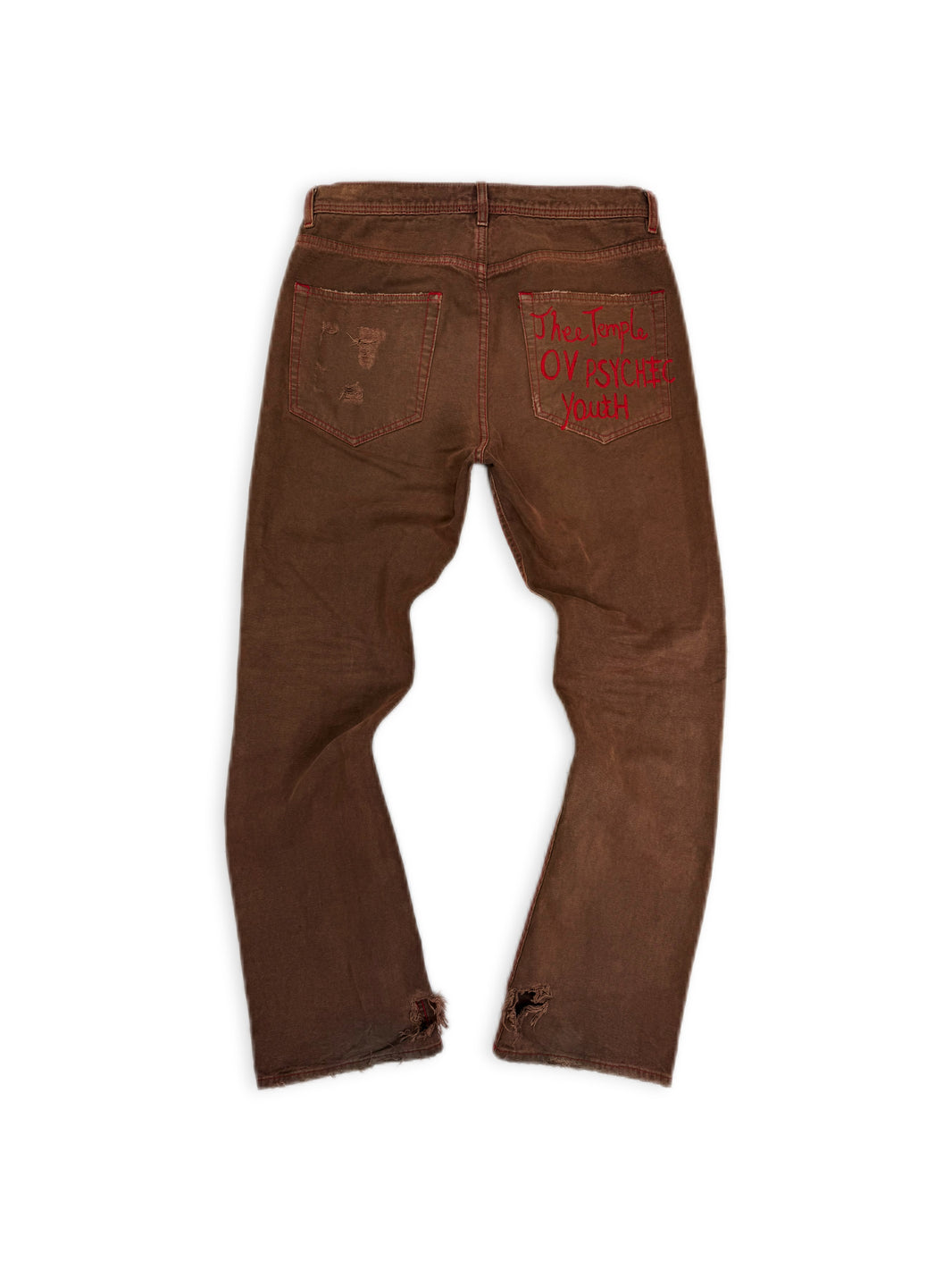 AW23 Enfants Riches Deprimes ‘Psychic Youth’ Contrast Stitch Brown Denim