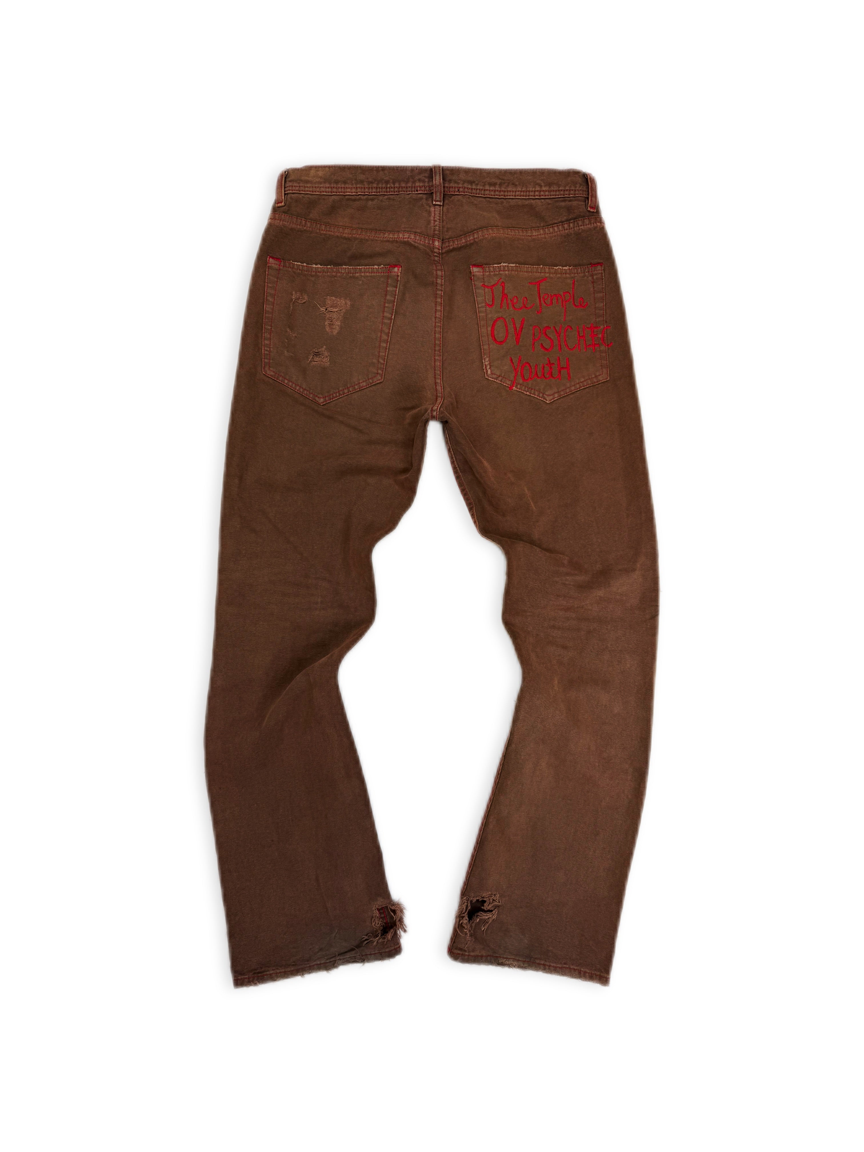 AW23 Enfants Riches Deprimes ‘Psychic Youth’ Contrast Stitch Brown Denim