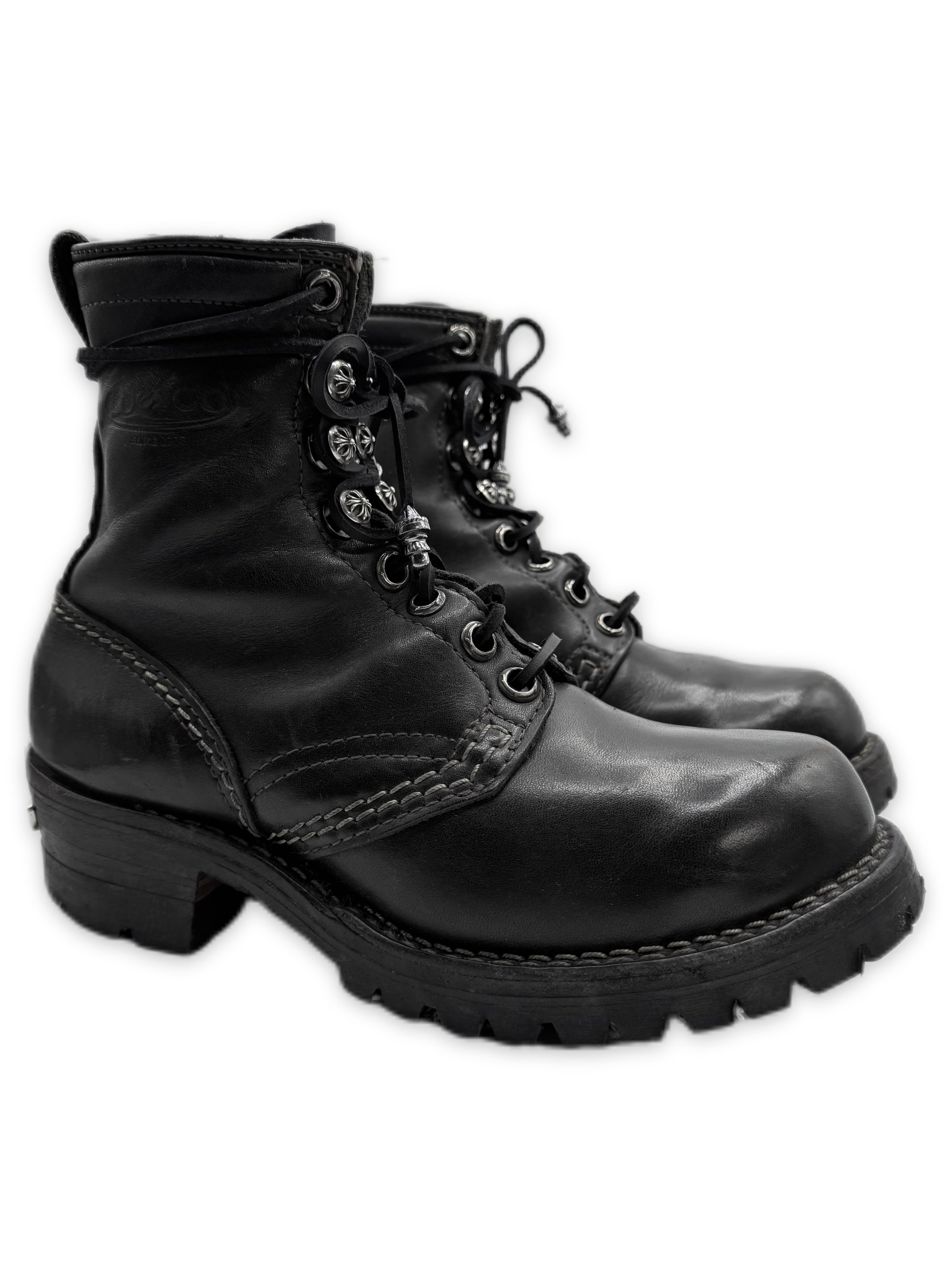 Chrome Hearts x Wesco Jobmaster Dagger Heel .925 Silver Black Leather Boots