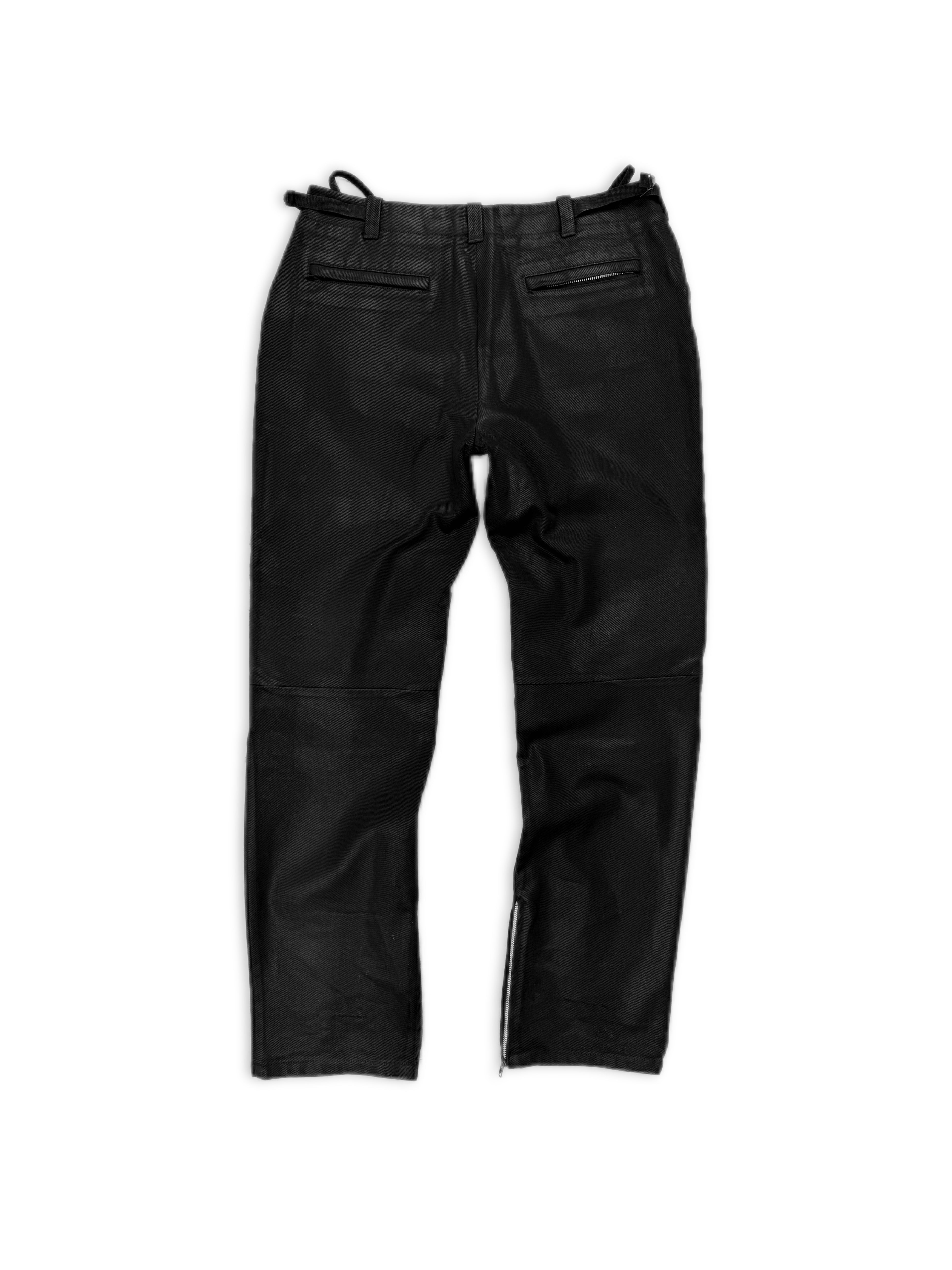 AW99 Helmut Lang Waxed Black Astro Biker Denim Pants