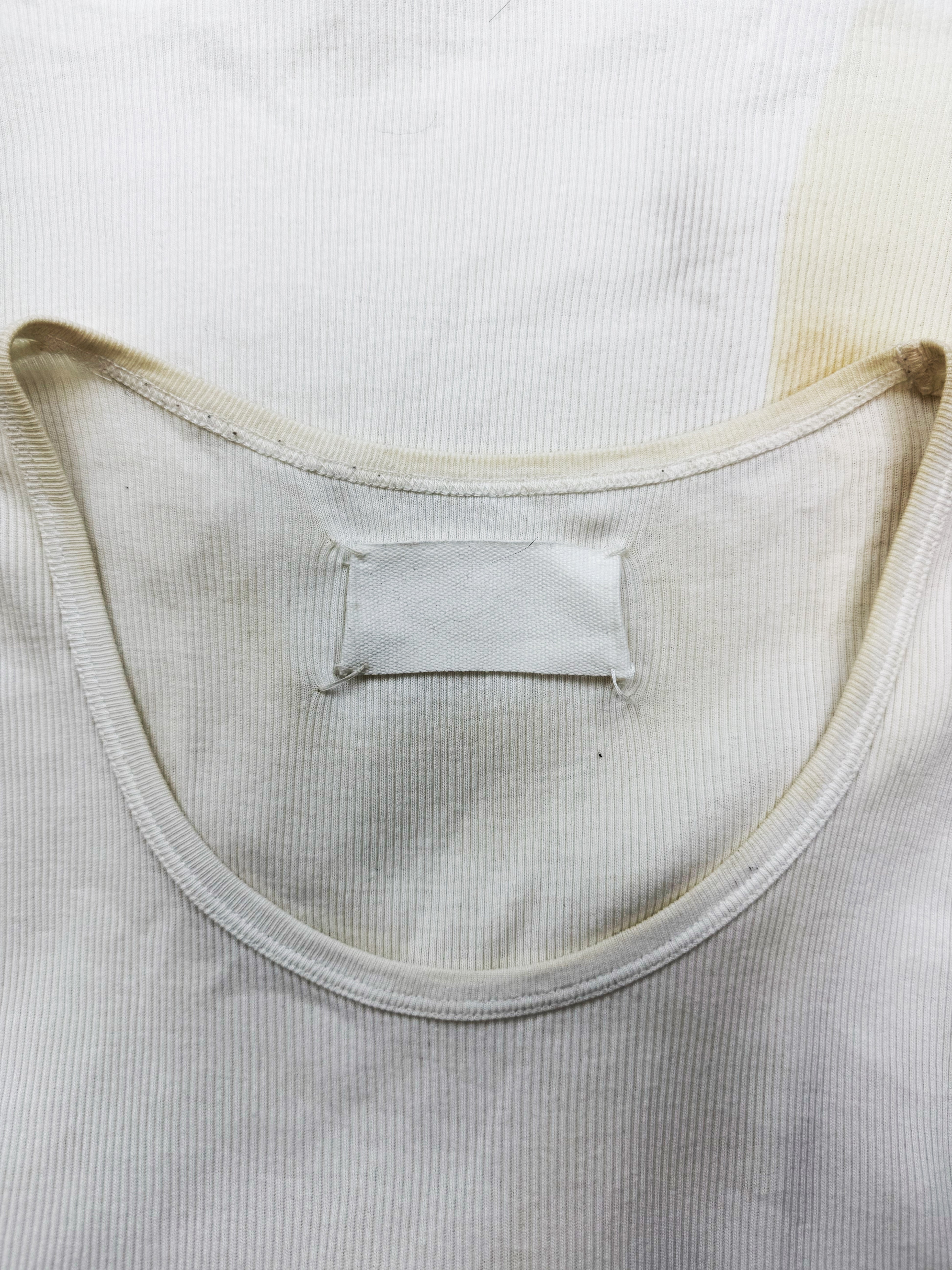 SS07 Maison Margiela ‘Iron Burn’ White Ribbed Wife Beater Tank Top
