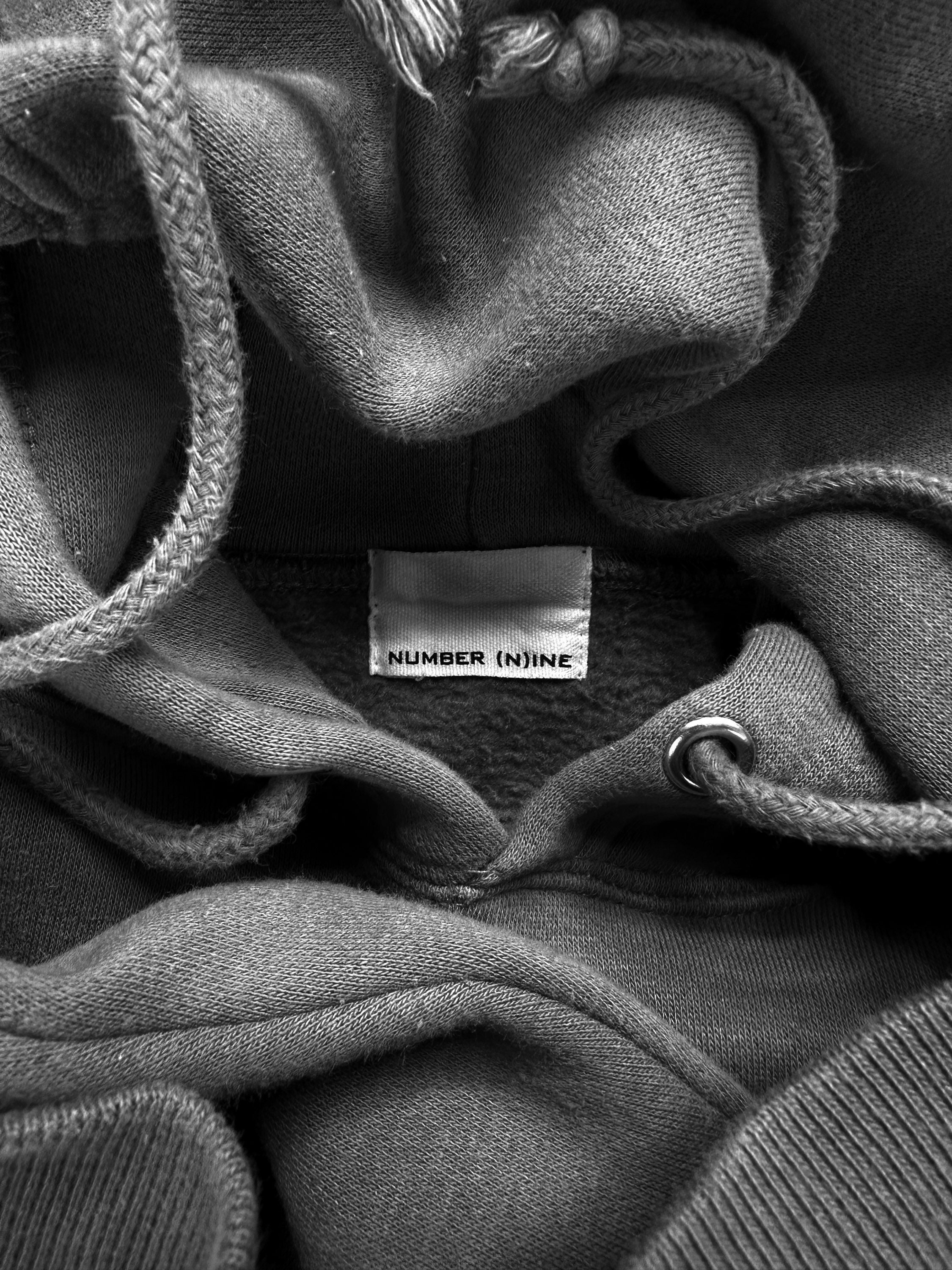 Number (N)ine Feather Motif Heavy Weight Grey Hoodie