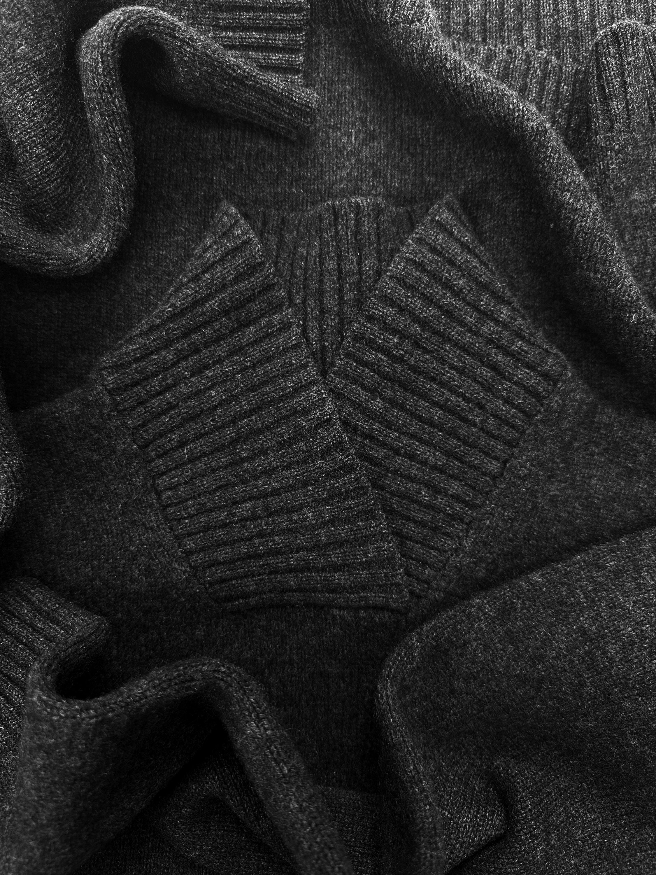 AW96 Helmut Lang Knitted ‘Fold Collar’ Grey Turtleneck Sweater