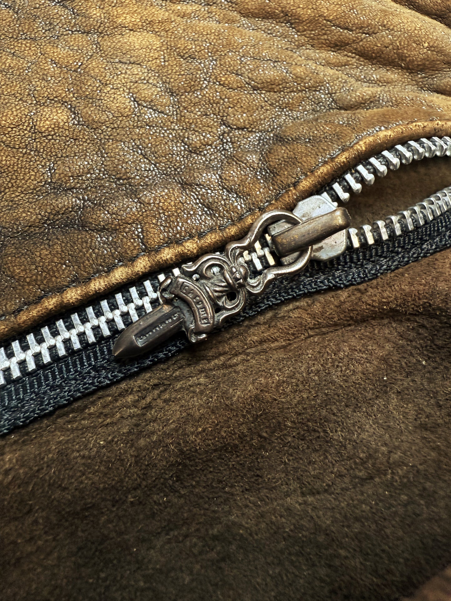 Chrome Hearts Brown Patina Leather Filigree OTJ Large Messenger Bag