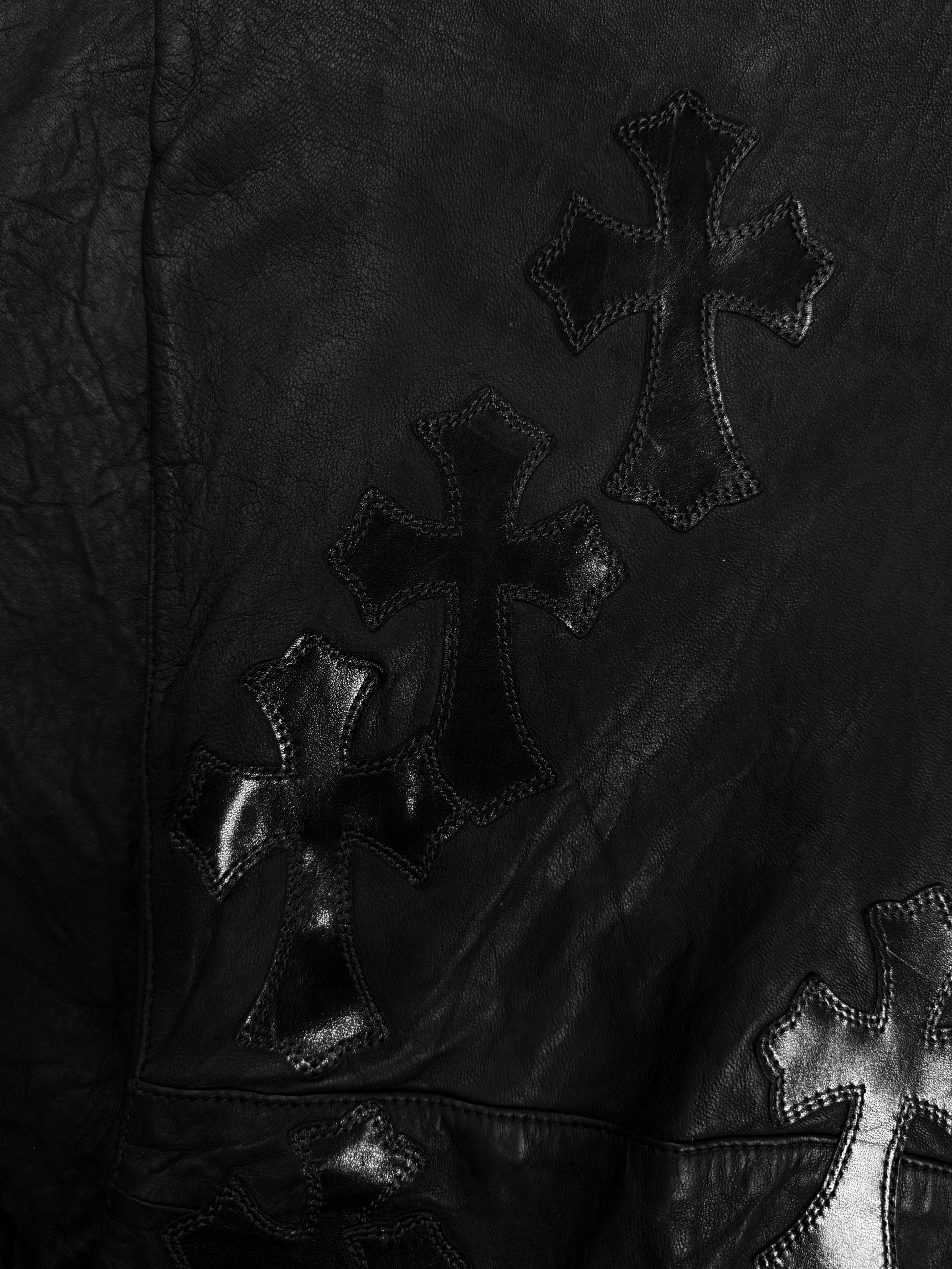 Chrome Hearts ‘Fuck You’ 20 Cross Patch Flooded JVP Lambskin Leather Pants