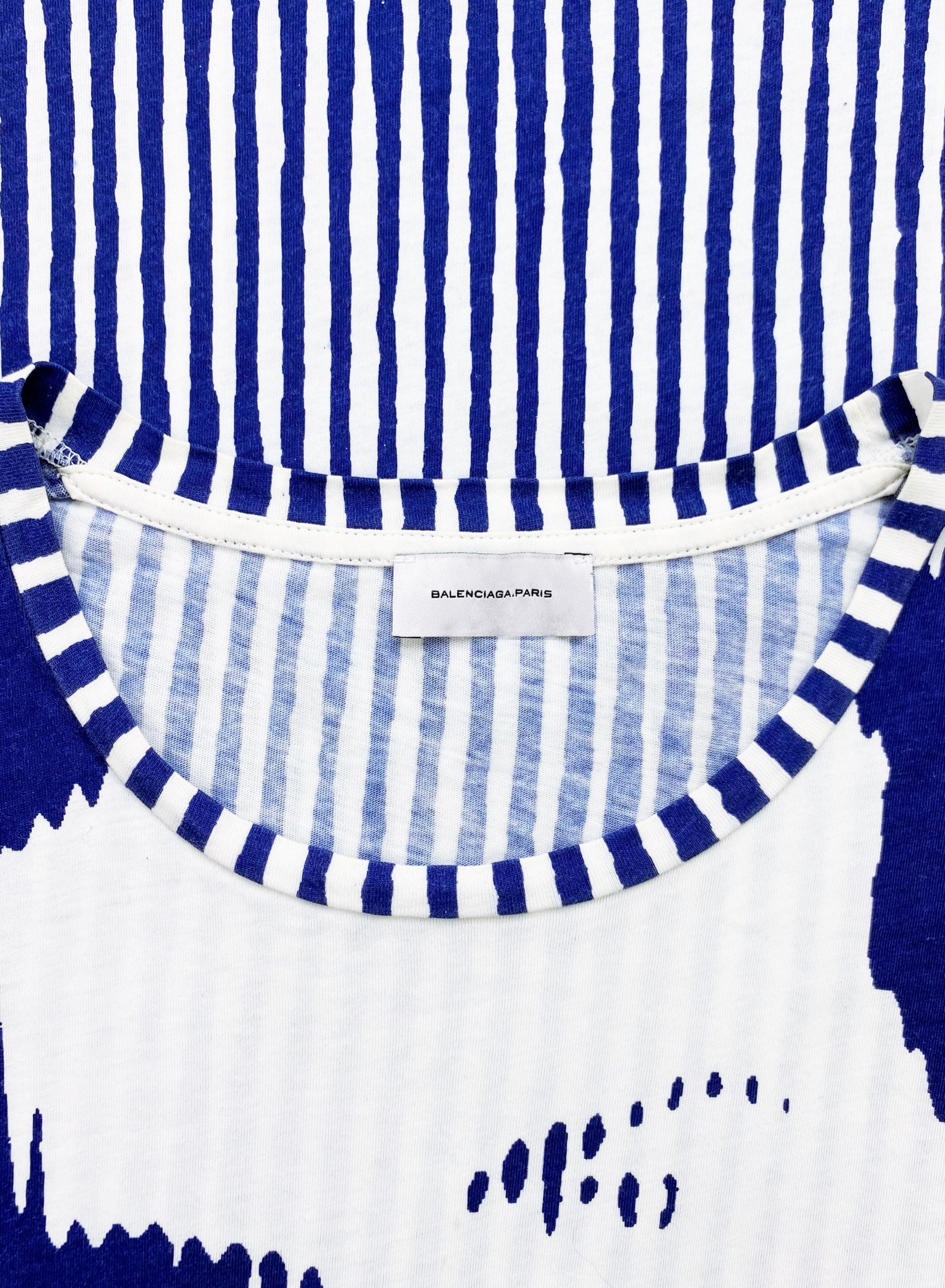 SS12 Balenciaga Striped Negative Portrait Graphic T-Shirt