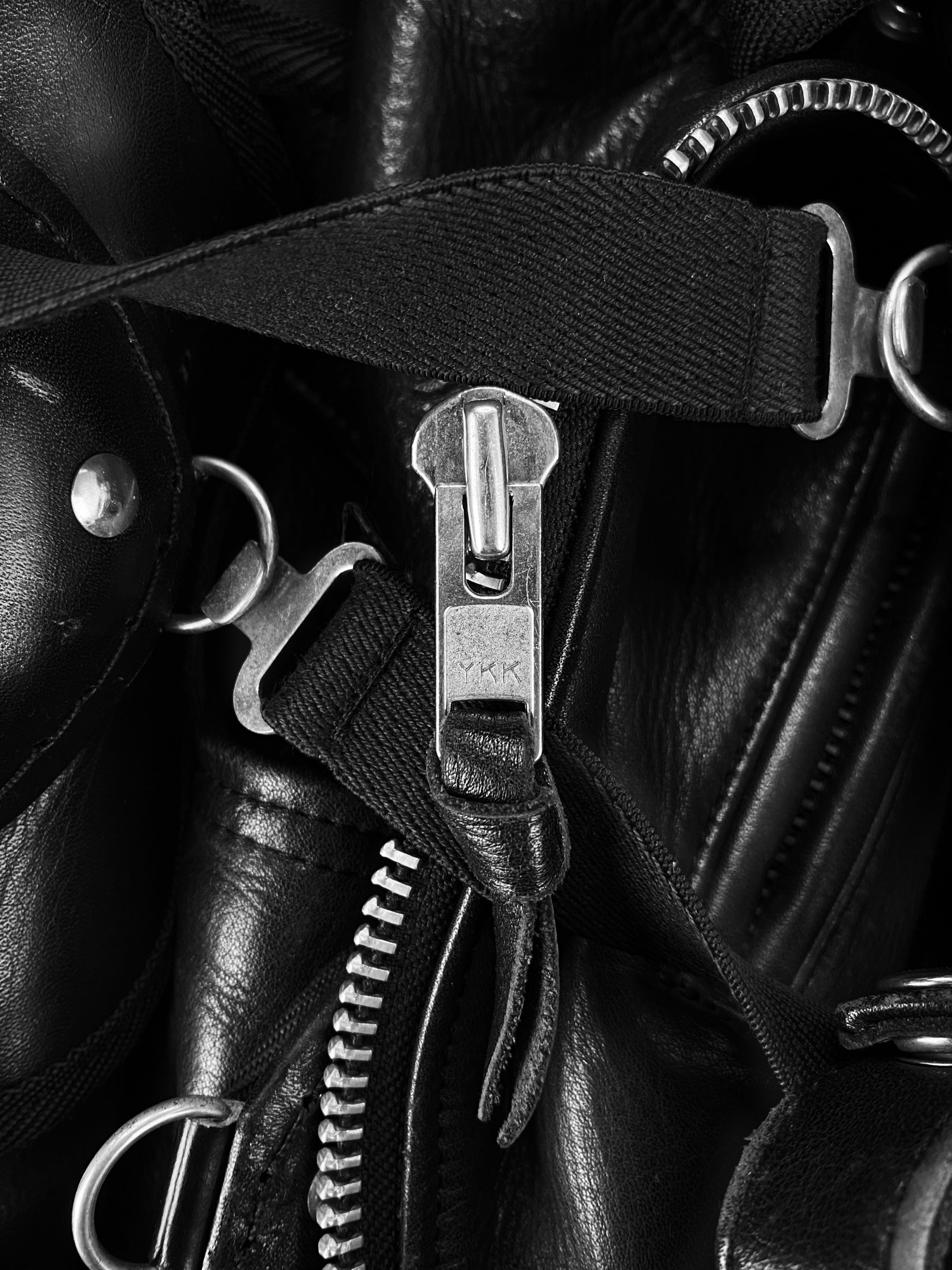 00s Kadoya ‘Battle Suit’ Armoured Black Leather Biker Jacket