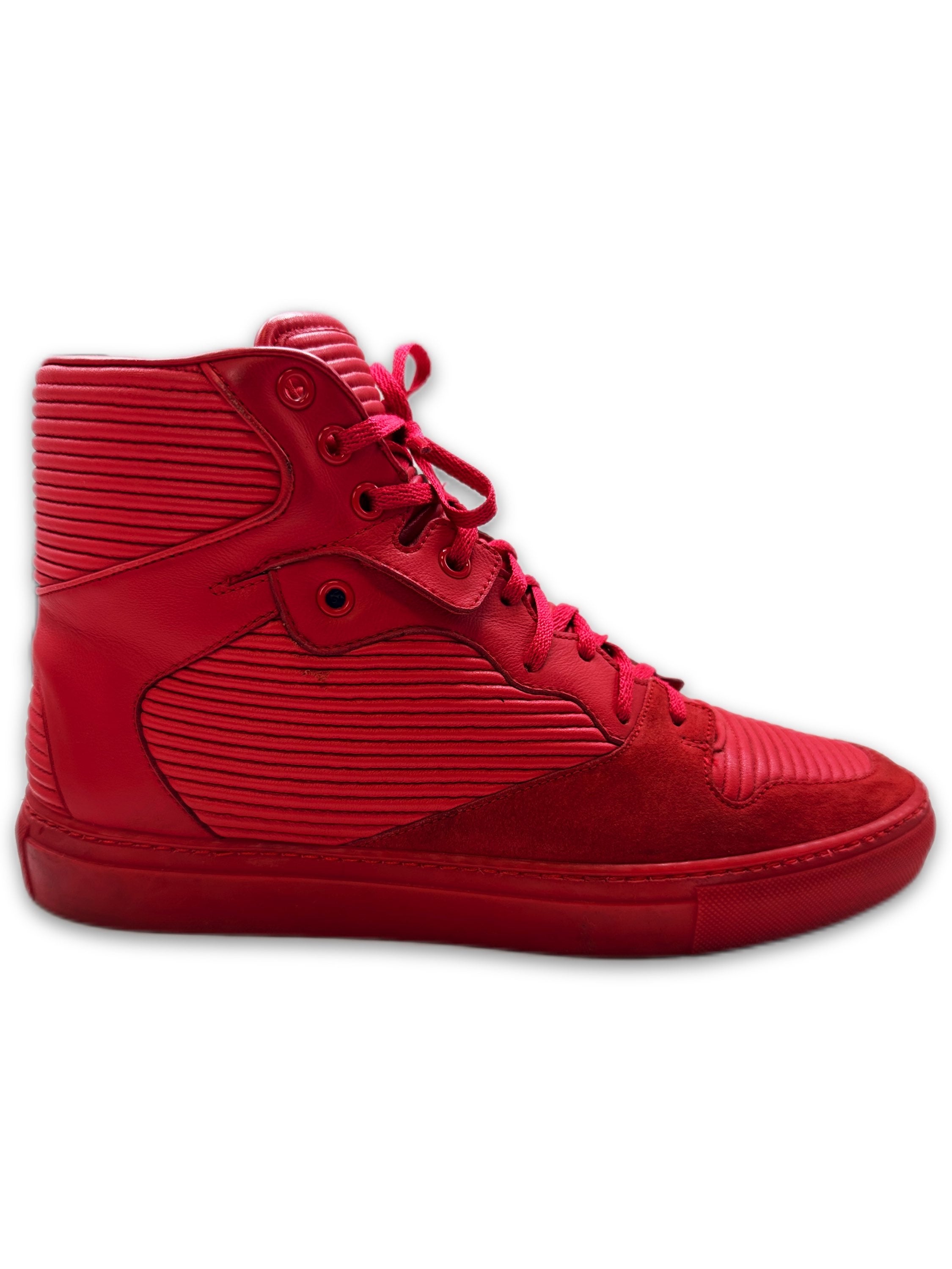 Balenciaga Pleated Arena Hi-top Cherry Red Sneakers