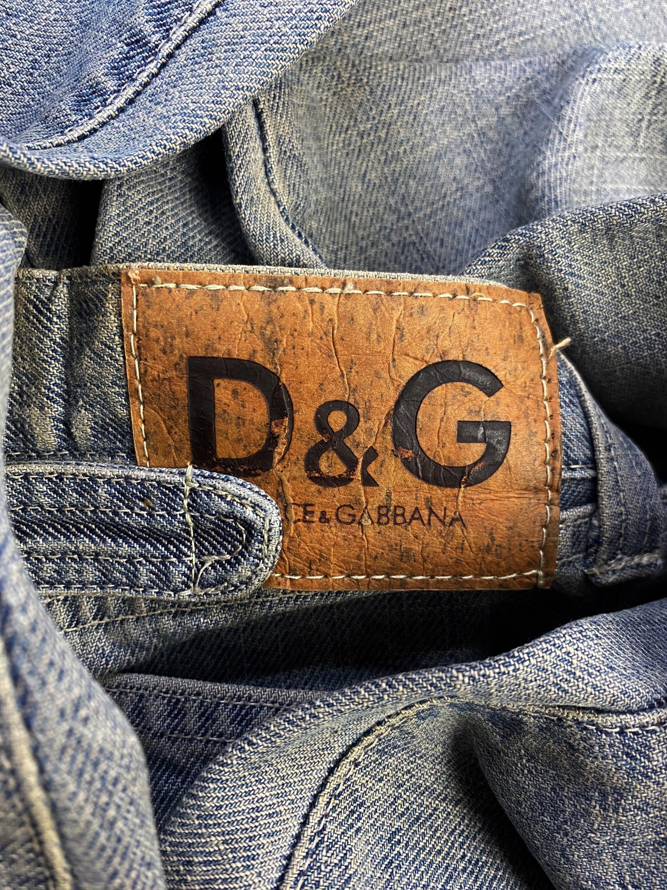 00s Dolce & Gabbana Light Wash Back Cinch Denim