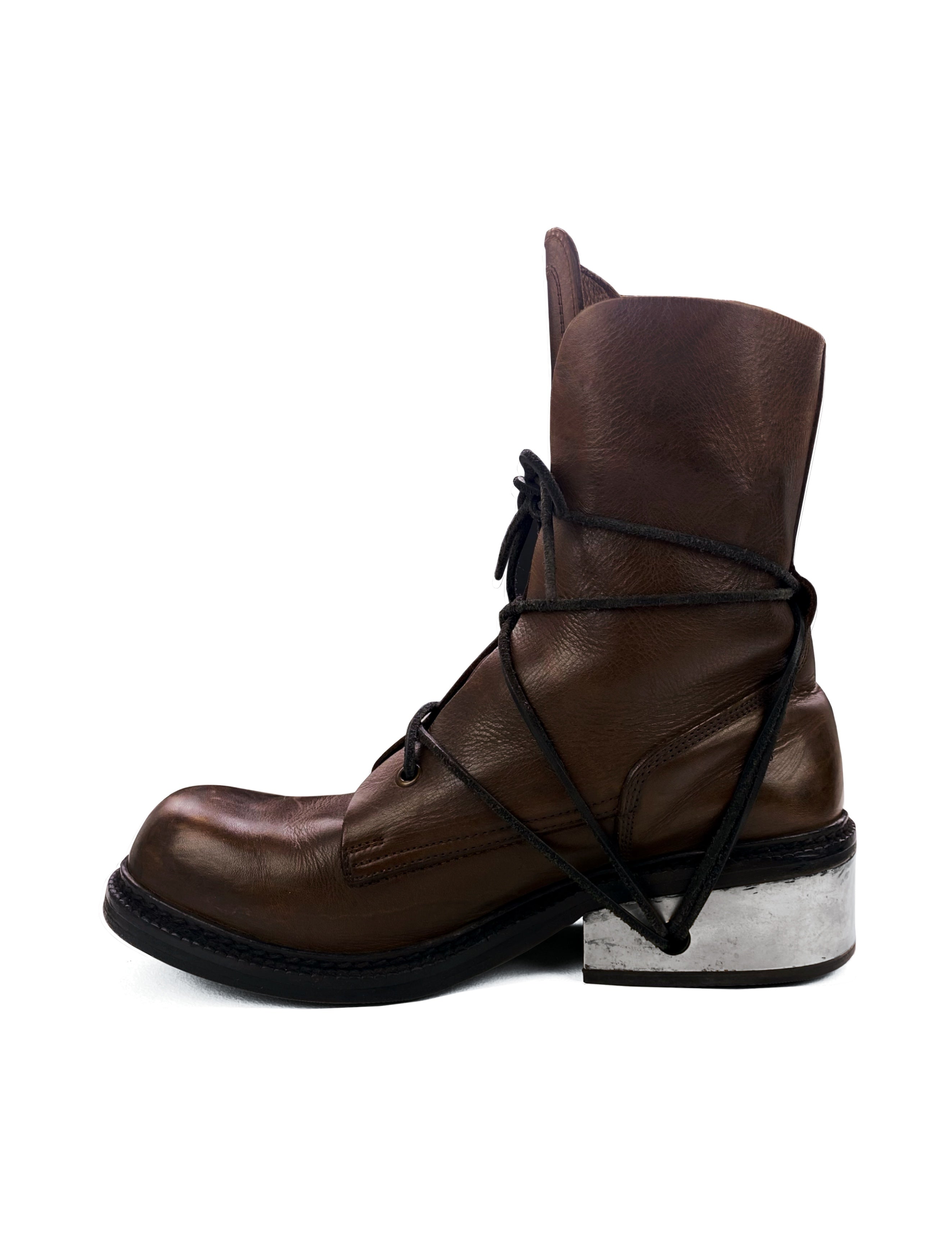 AW97 Dirk Bikkembergs Leather Web Lace Steel Heel Combat Boots