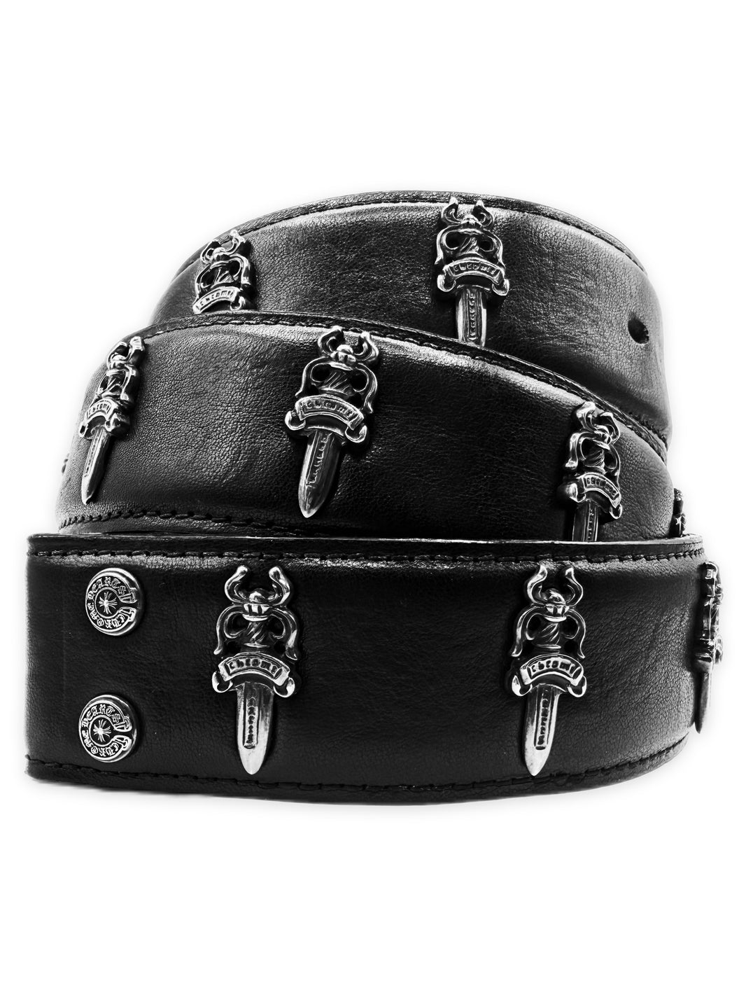 Chrome Hearts Loaded Dagger Pendant .925 Silver Heavy Leather Belt Strap