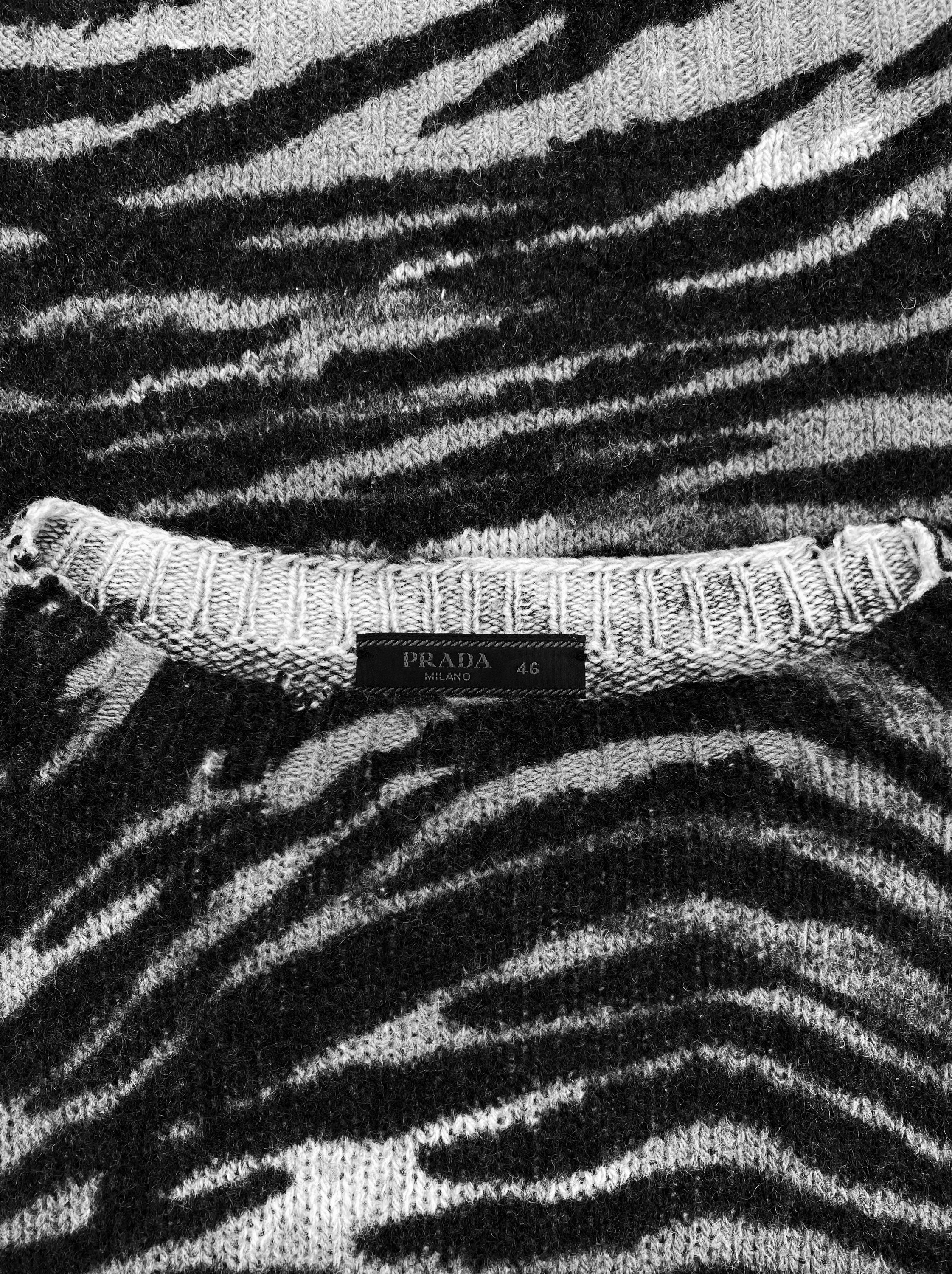 AW17 Prada Zebra Striped Virgin Wool Knitted Sweater