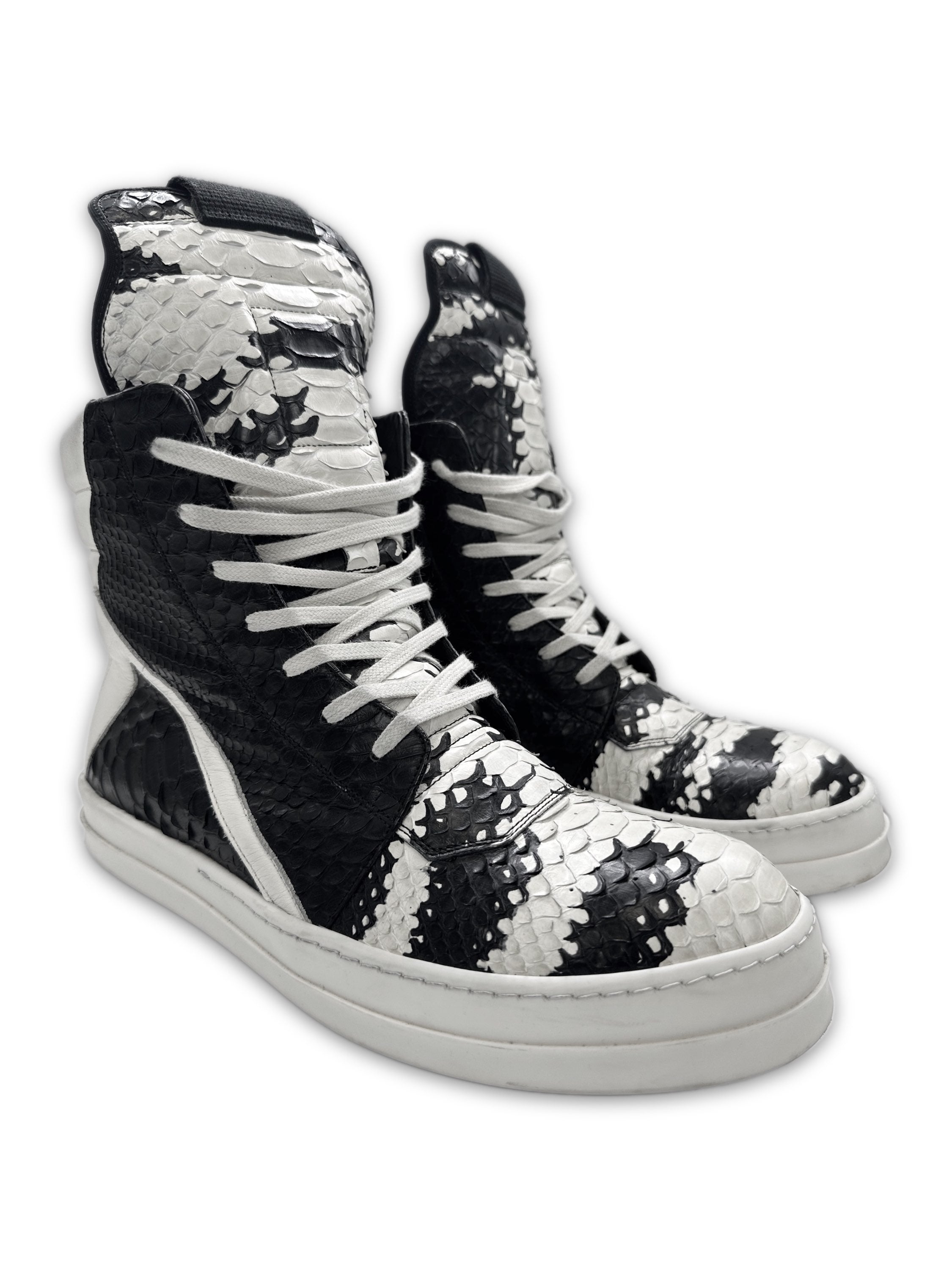 SS22 Rick Owens 1/1 Hand Painted Python Skin Geobasket Sneakers