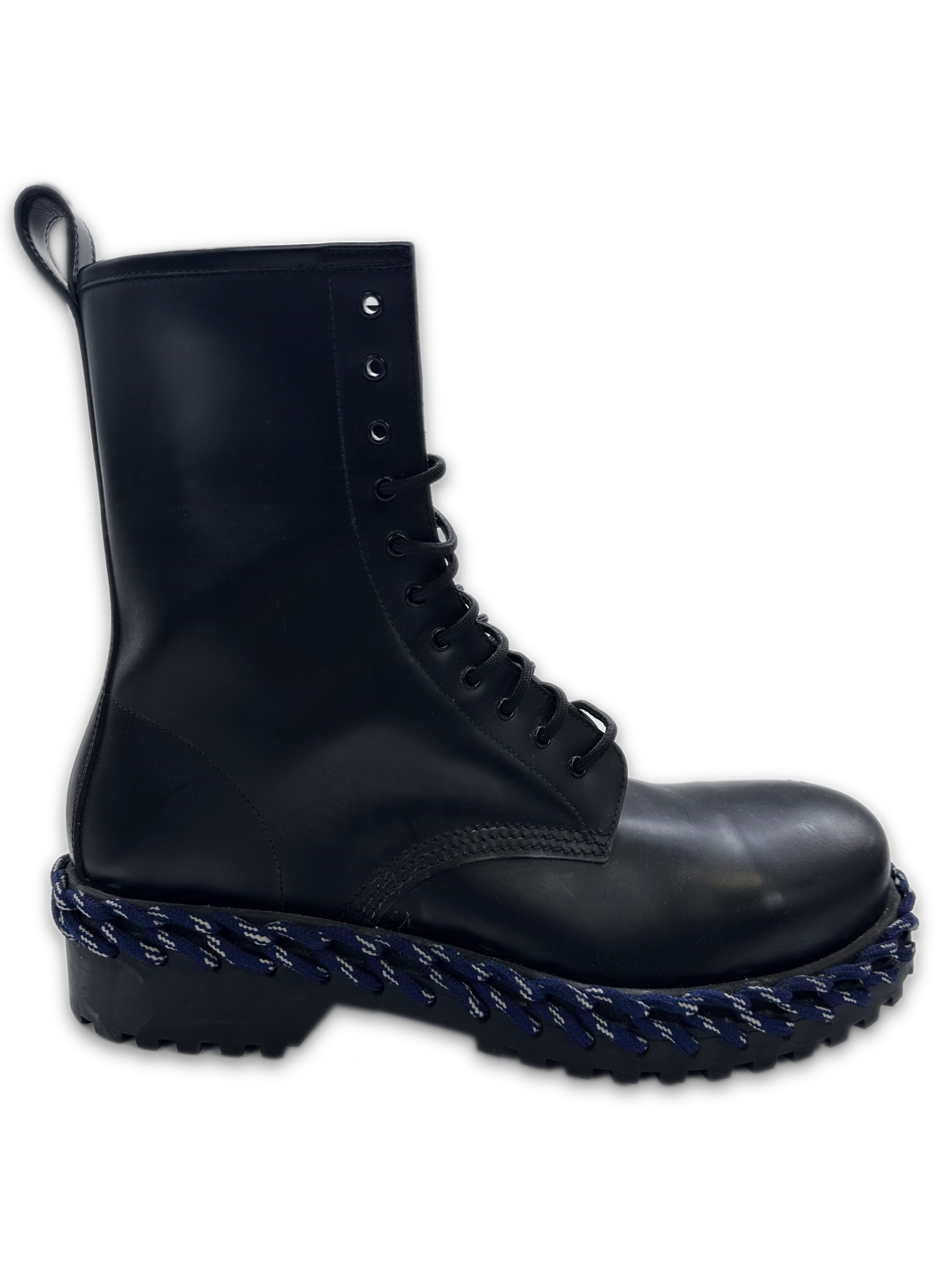 Balenciaga ‘Rope’ Black Leather Hi-top Combat Boots