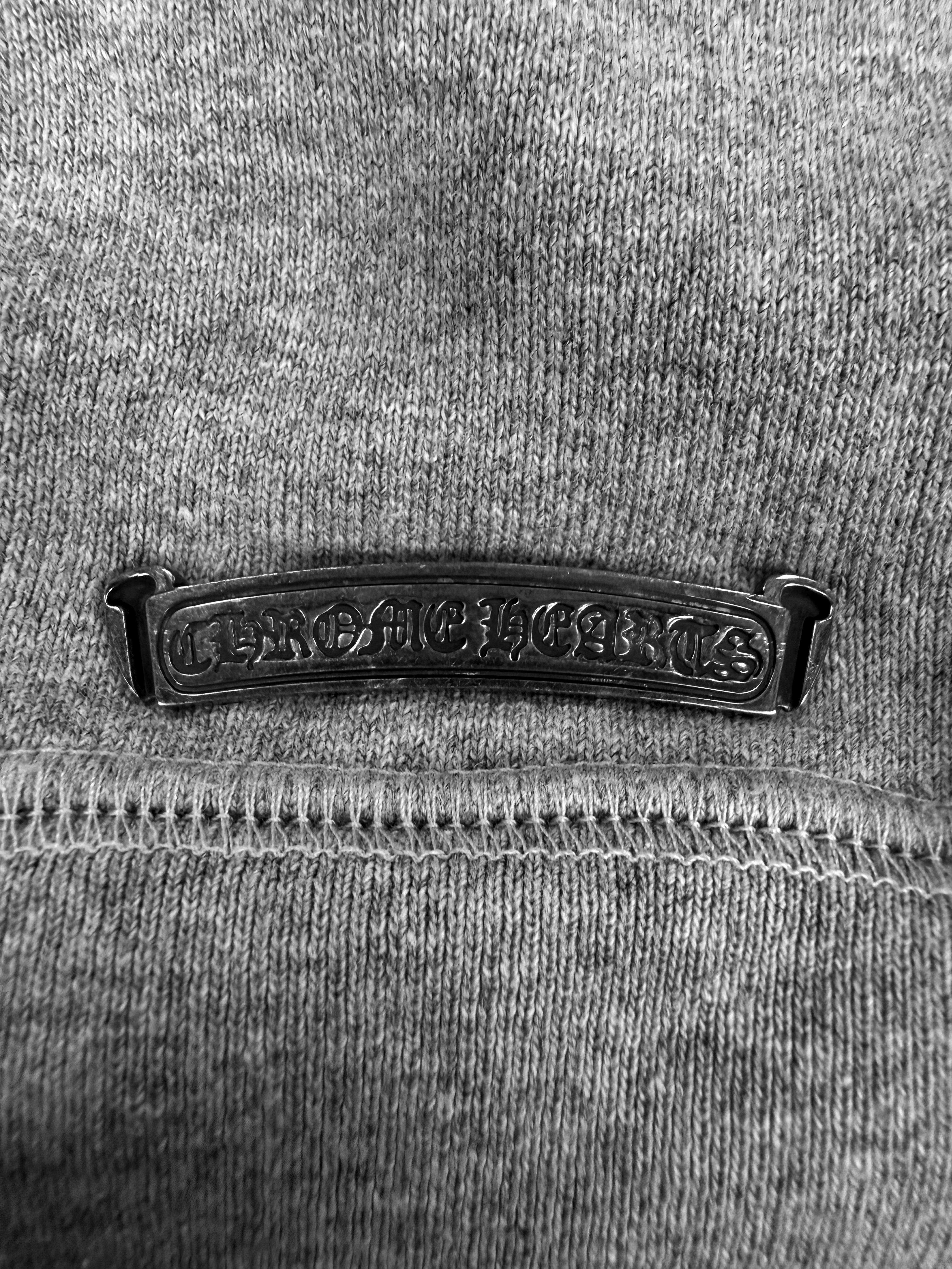 Chrome Hearts ‘Paper Jam’ Triple Cross Patch Grey Crewneck Sweater