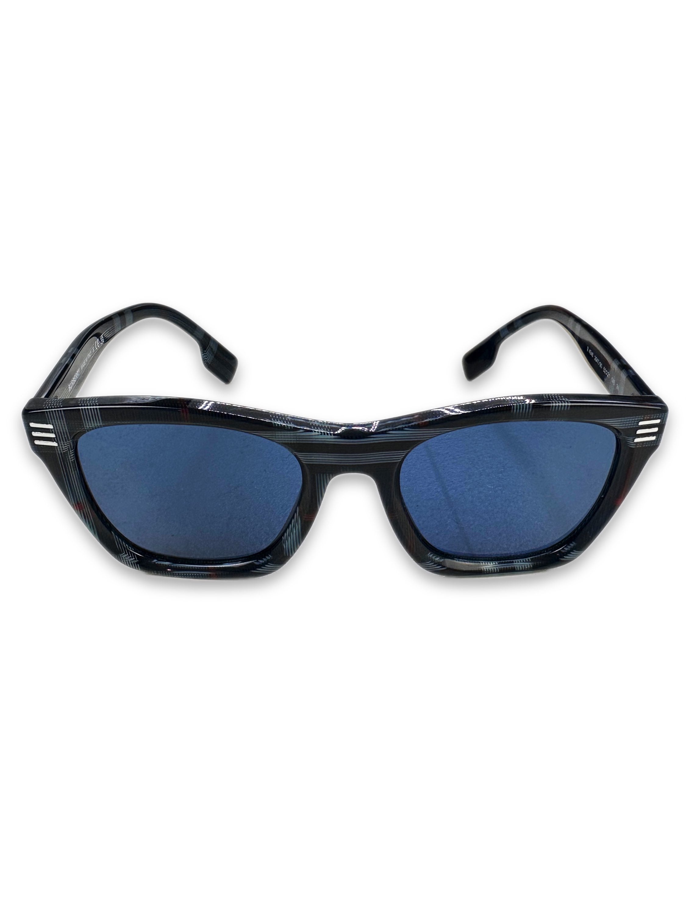 Burberry Blue Tint Nova Check Monogram Sunglasses