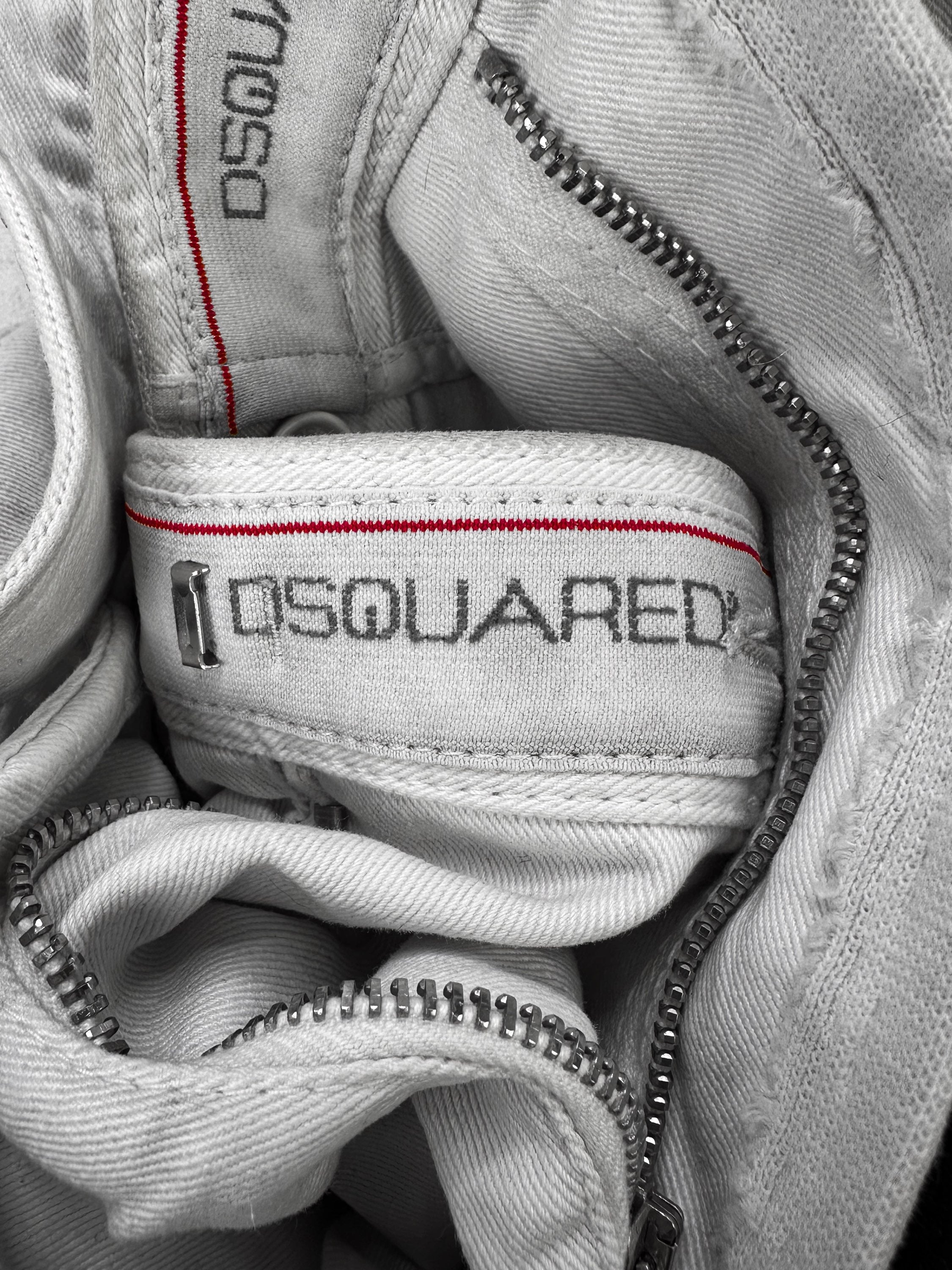 00s Dsquared2 White Denim ‘Boxer’ Monogram Shorts