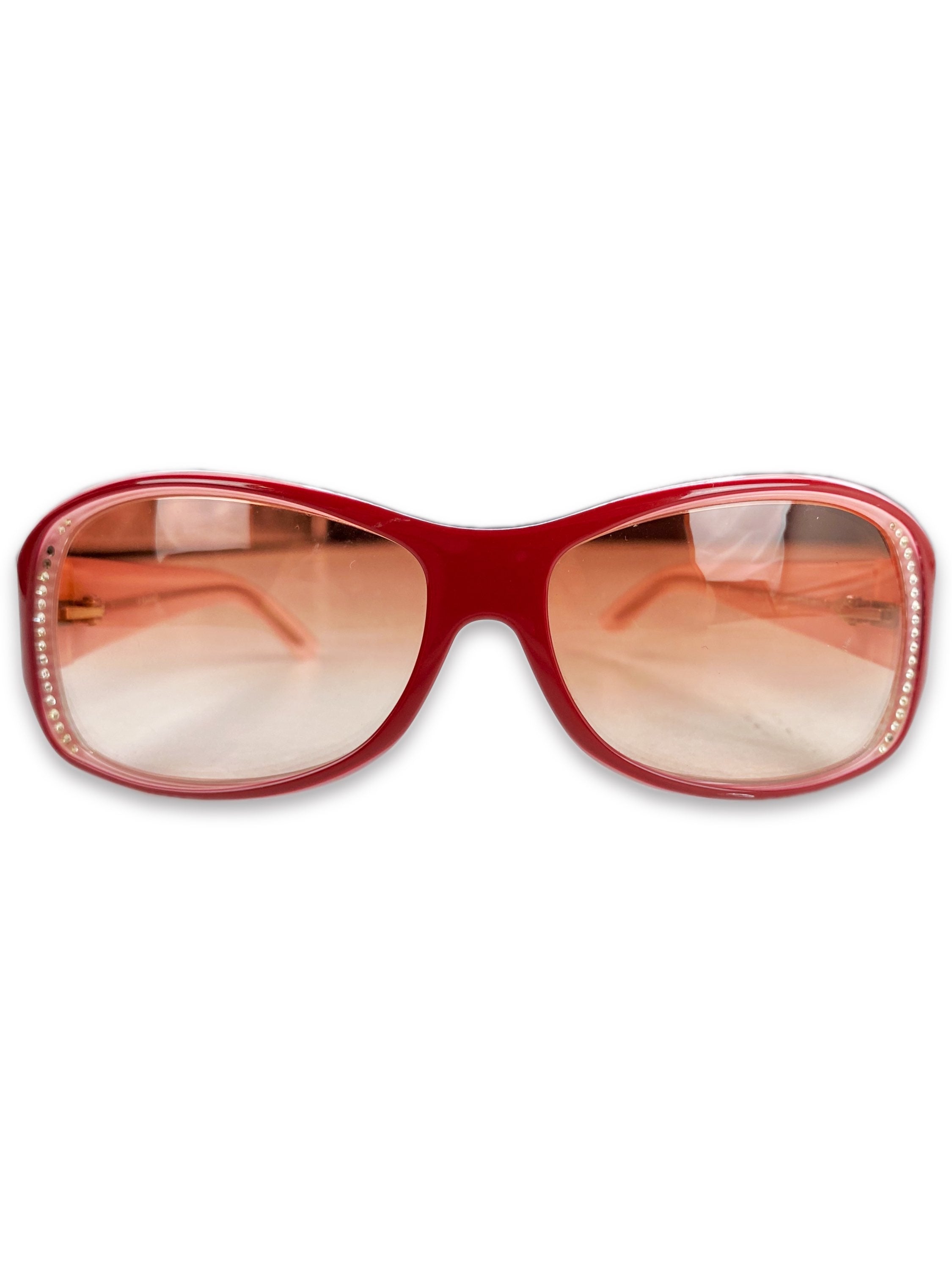 00s Dior Swarovski Crystal Cherry Red Rose Tint Sunglasses