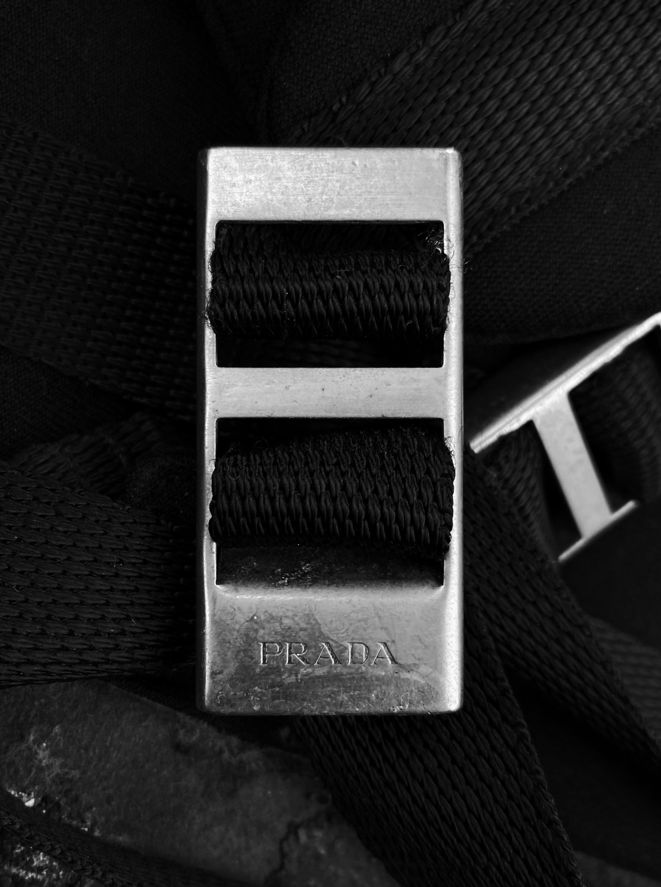 00s Prada Sport Black Nylon Linea Rossa Front Zip Backpack