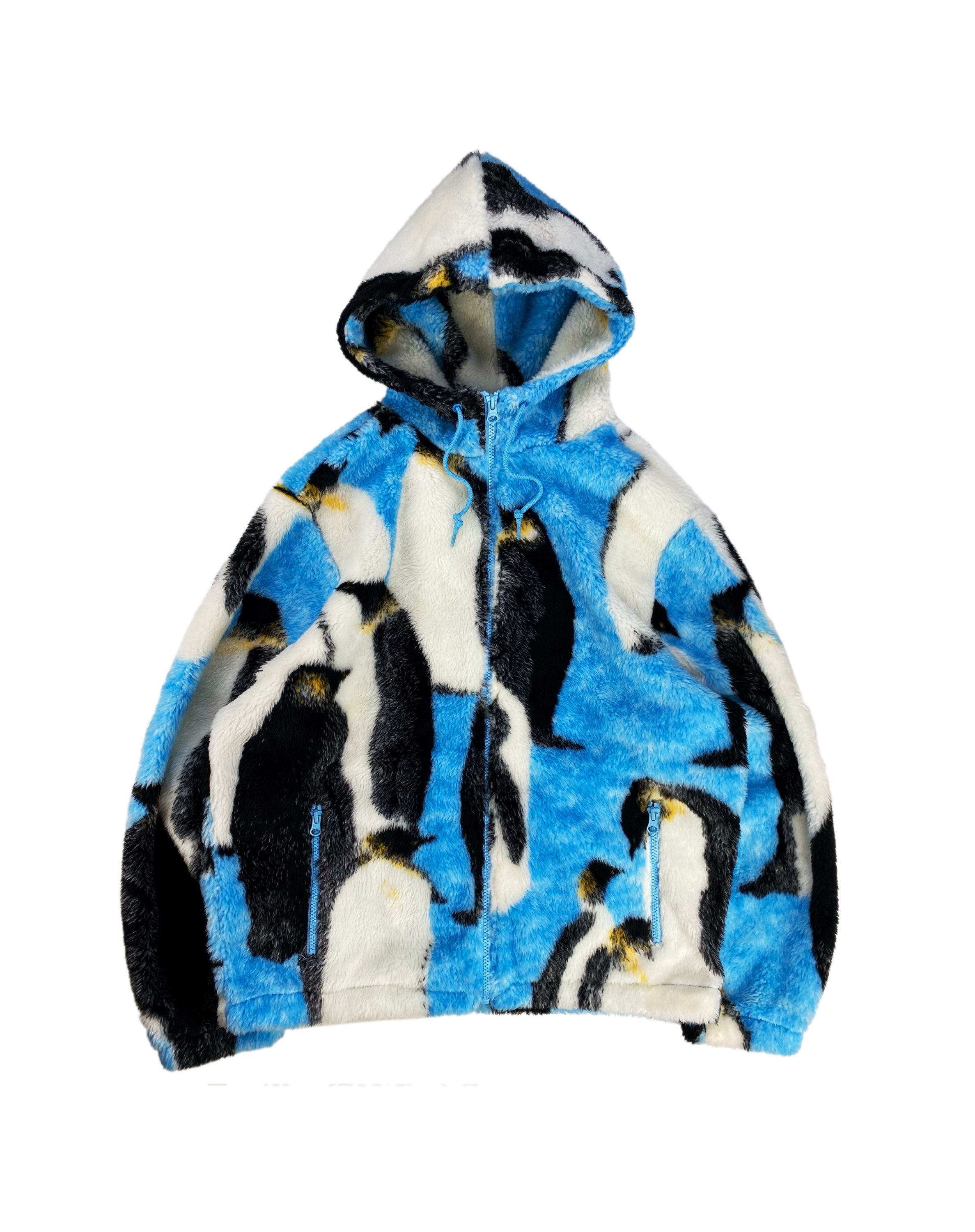 AW20 Supreme ‘Penguin’ Ice Blue Hooded Spellout Fleece Jacket