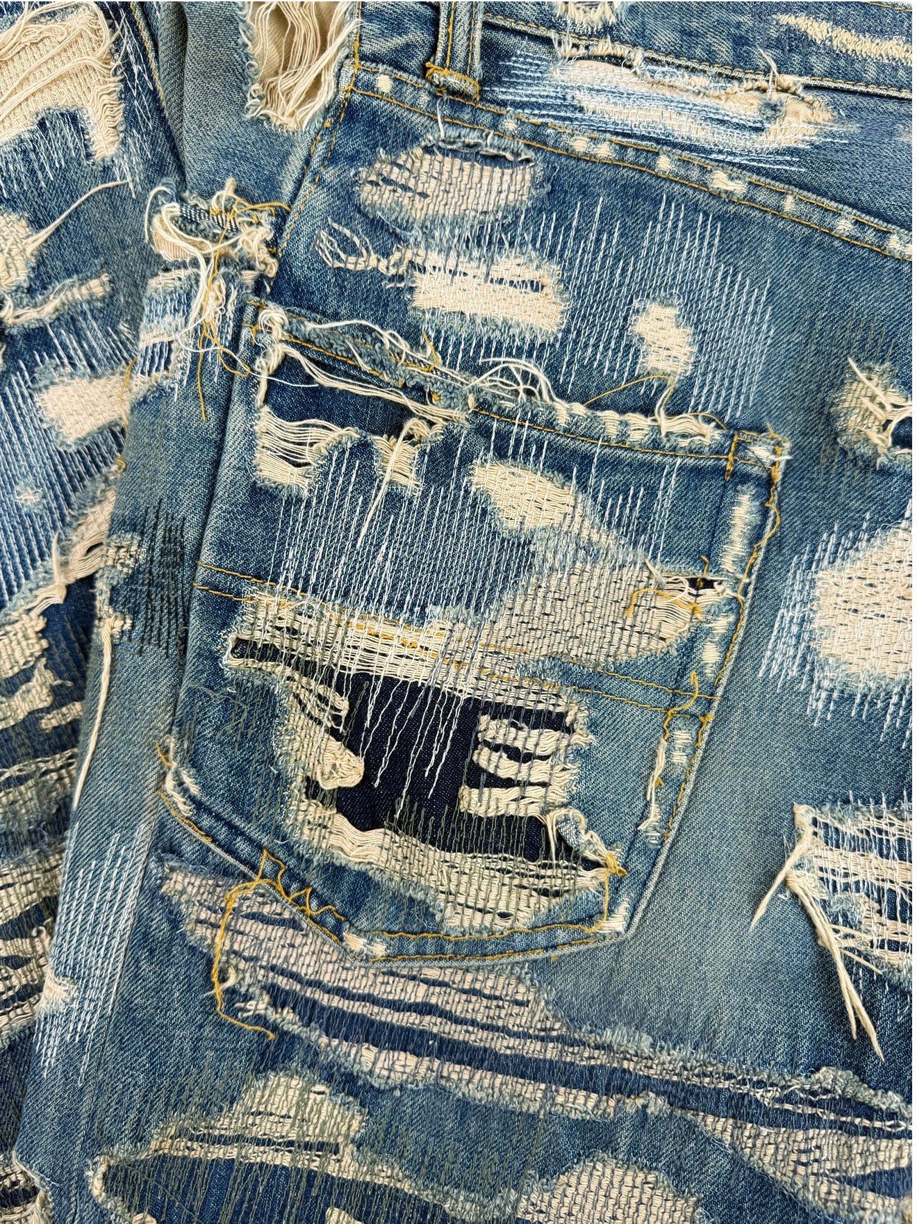 AW05 Undercover 85 ‘Arts &amp; Crafts’ Blue Unaltered Denim Jeans