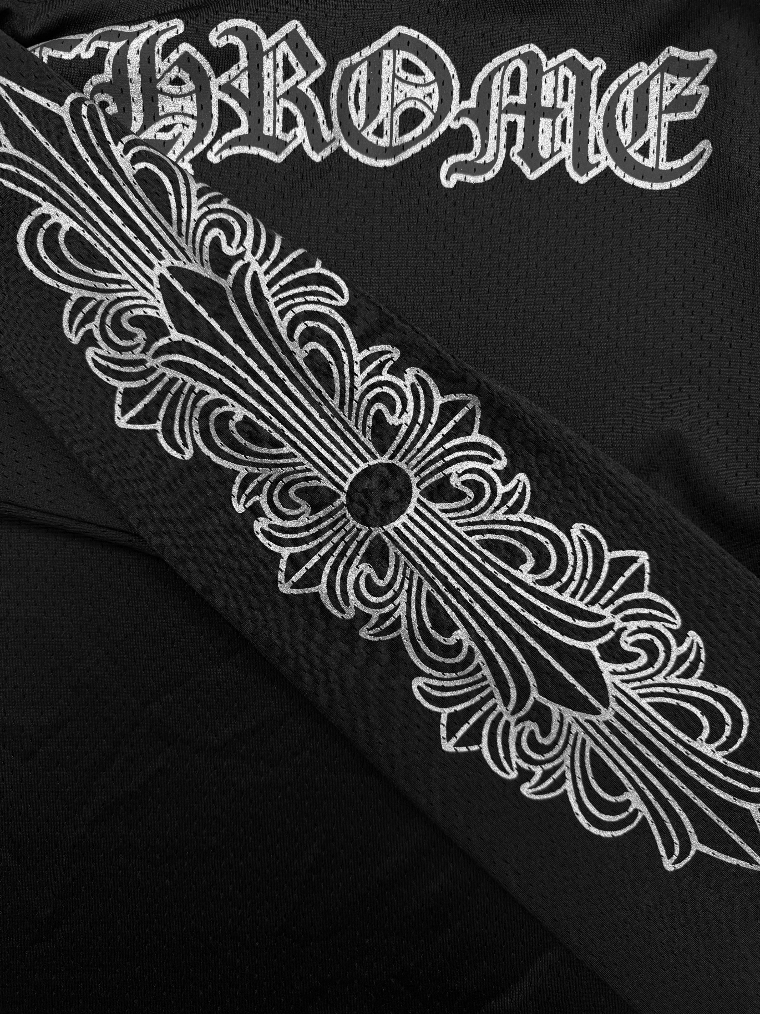Chrome Hearts Black Floral CH Long Sleeve Mesh Jersey
