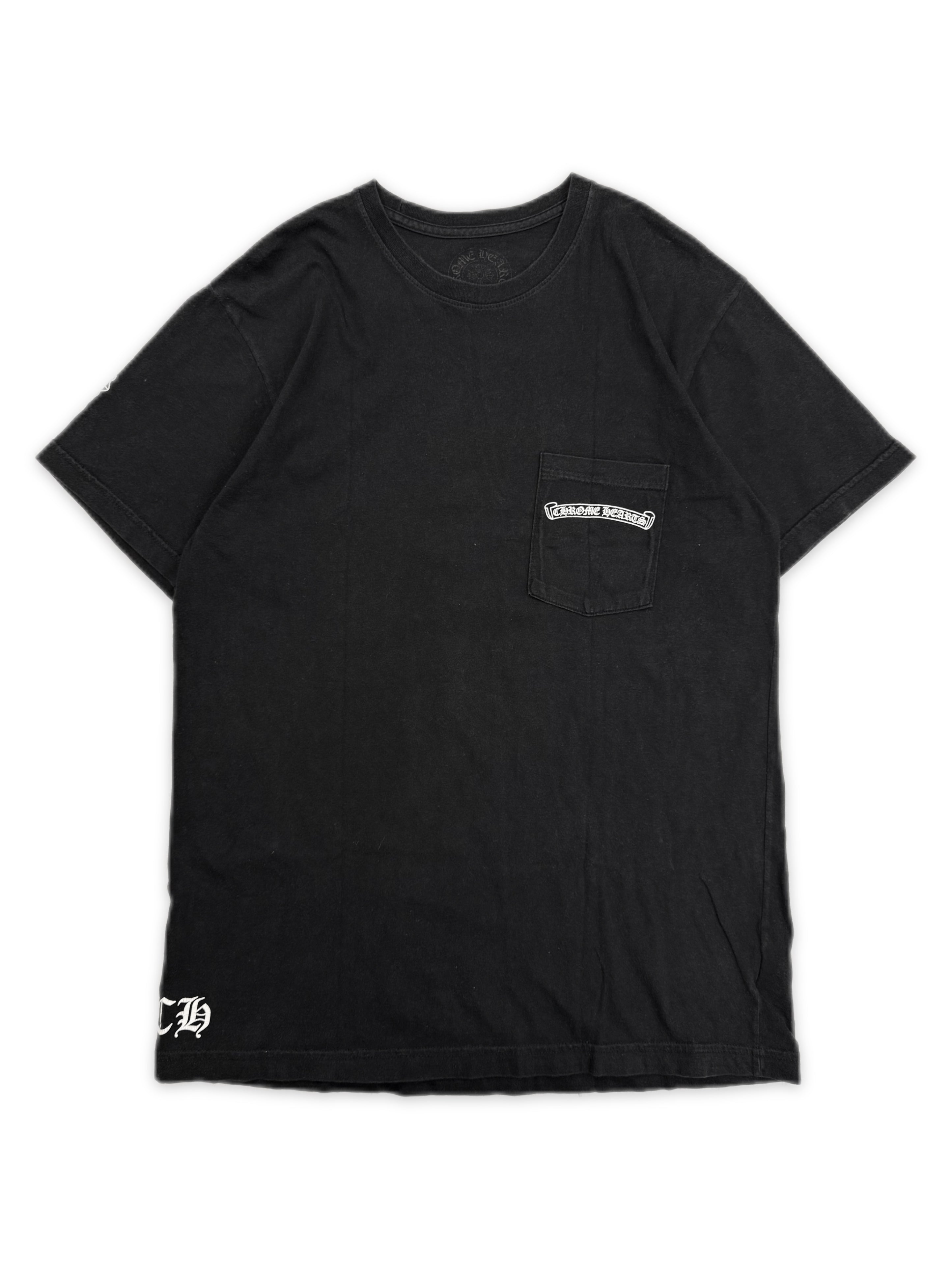 Chrome Hearts Cemetery Cross Black Faded Pocket T-Shirt
