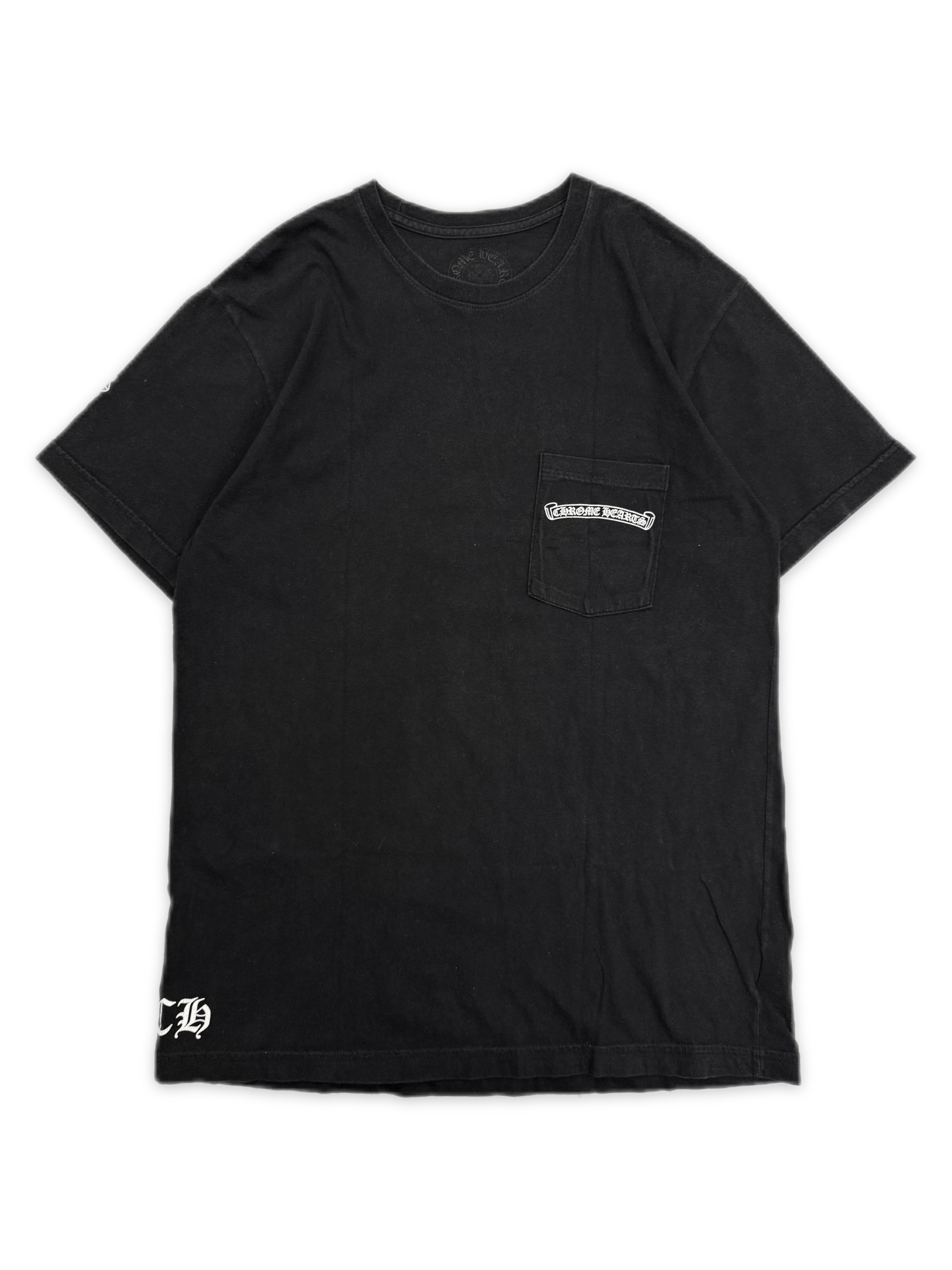 Chrome Hearts Cemetery Cross Black Faded Pocket T-Shirt