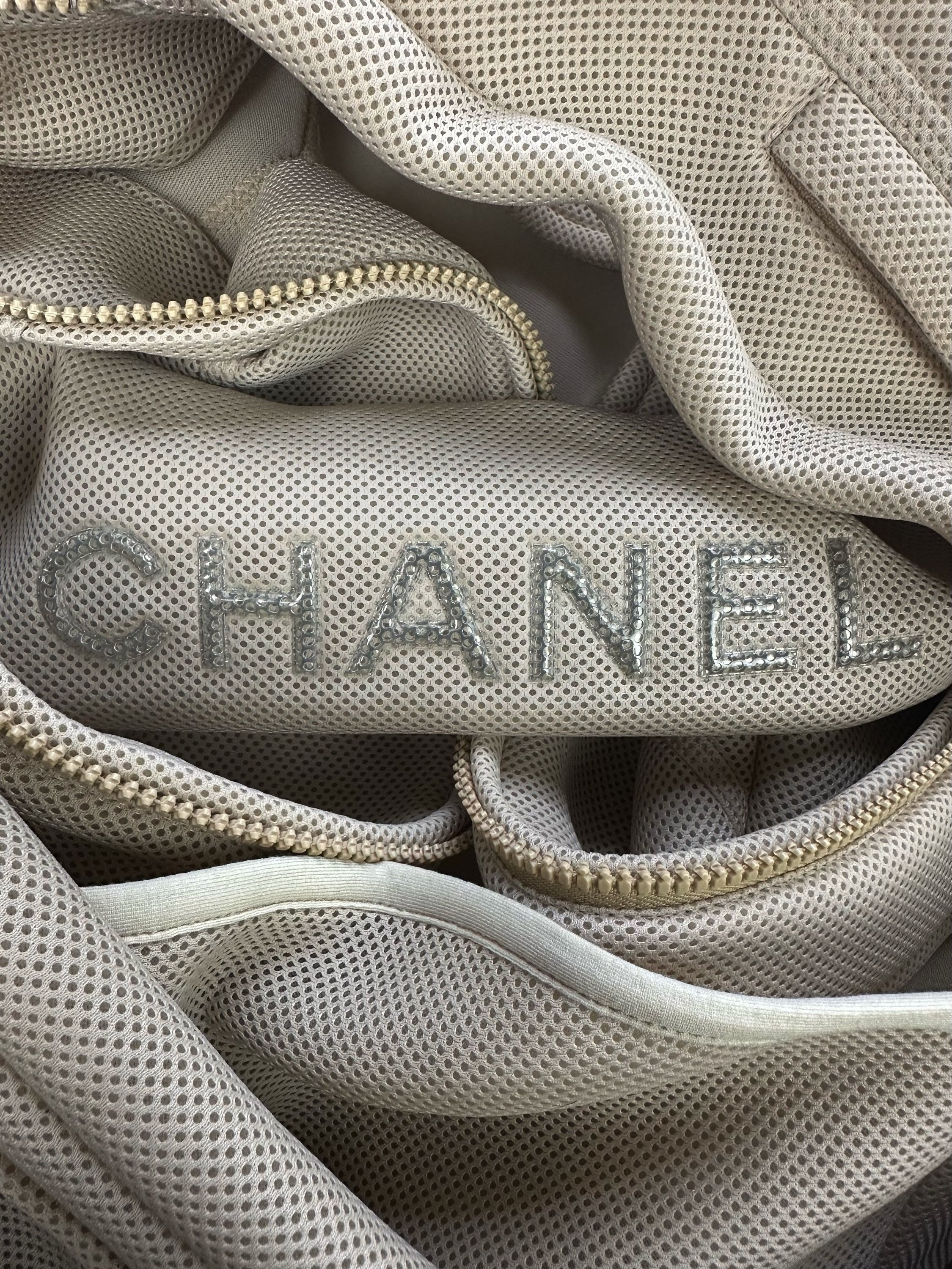 SS03 Chanel Identification ‘Sport’ Beige Logo Full-zip Mesh Jacket